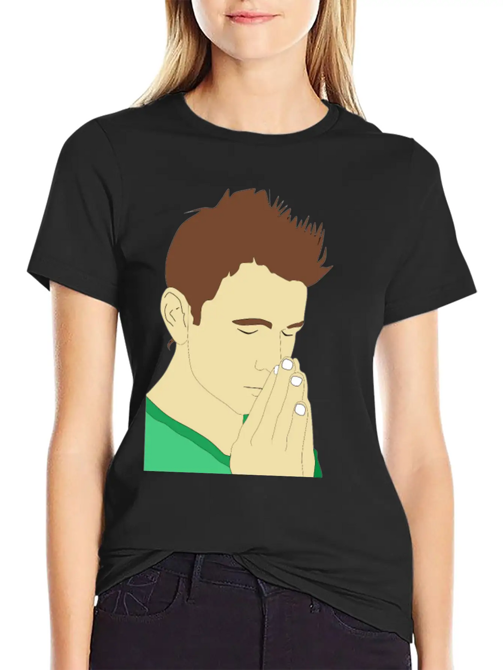 Praying Man Portrait Breathable Soft Cotton T-Shirt – Timeless Casual Look