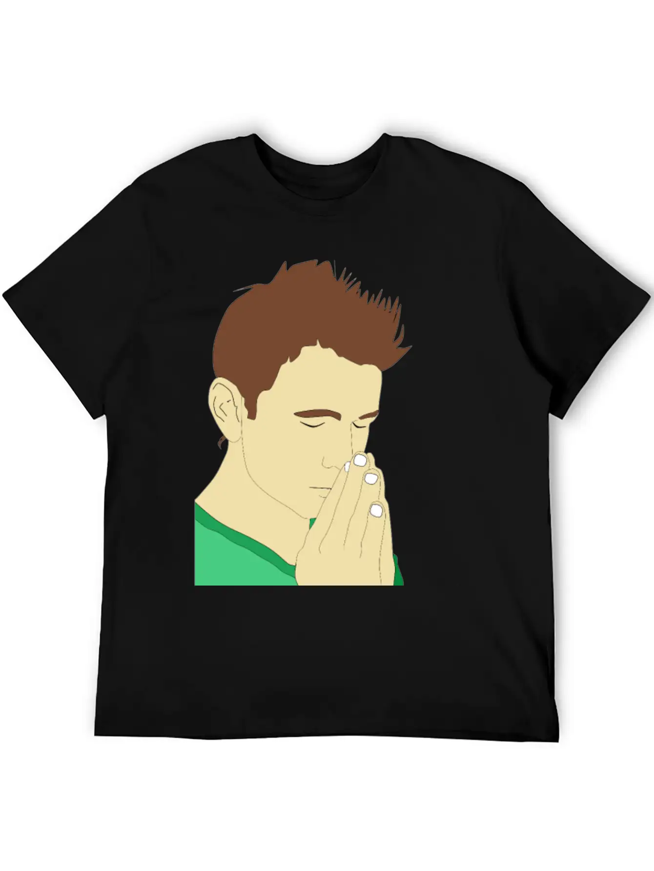 Praying Man Portrait Breathable Soft Cotton T-Shirt – Timeless Casual Look