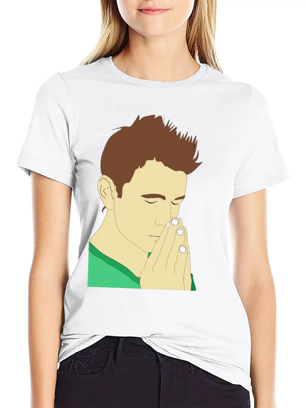 Praying Man Portrait Breathable Soft Cotton T-Shirt – Timeless Casual Look