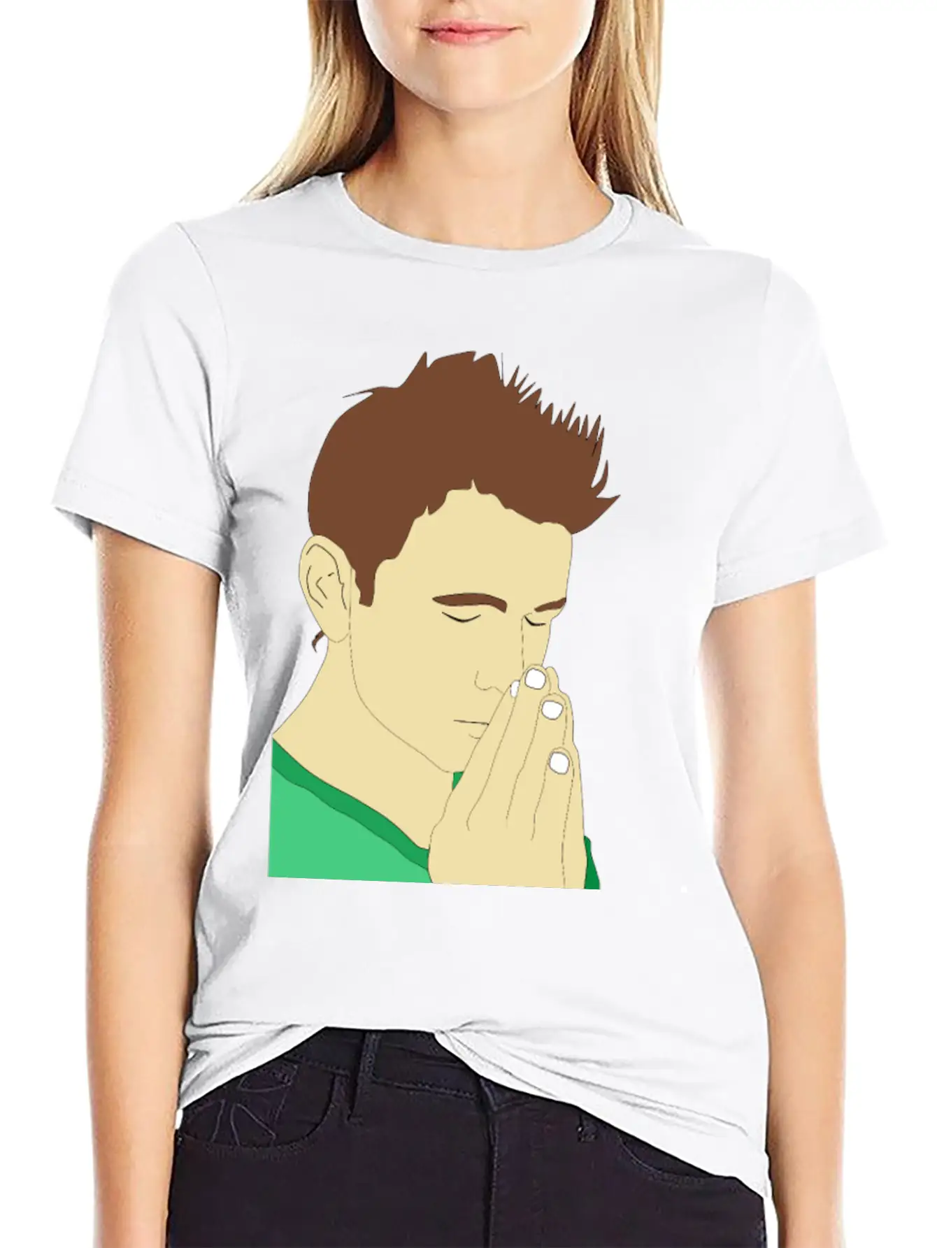Praying Man Portrait Breathable Soft Cotton T-Shirt – Timeless Casual Look