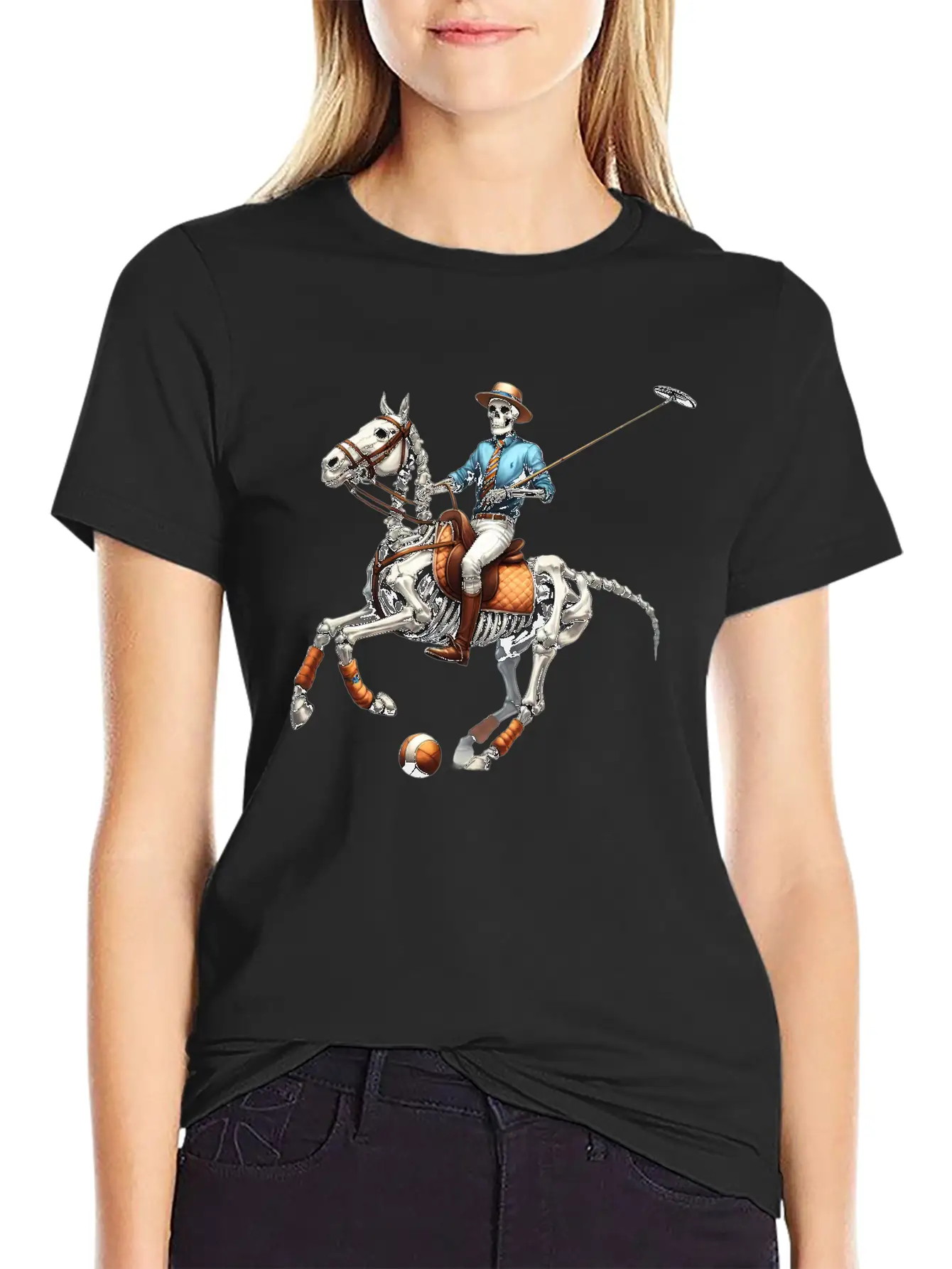 Preppy Skeleton Breathable Graphic T-Shirt – Perfect For Casual Days