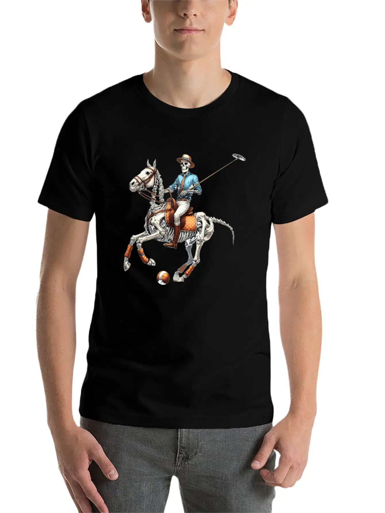 Preppy Skeleton Breathable Graphic T-Shirt – Perfect For Casual Days