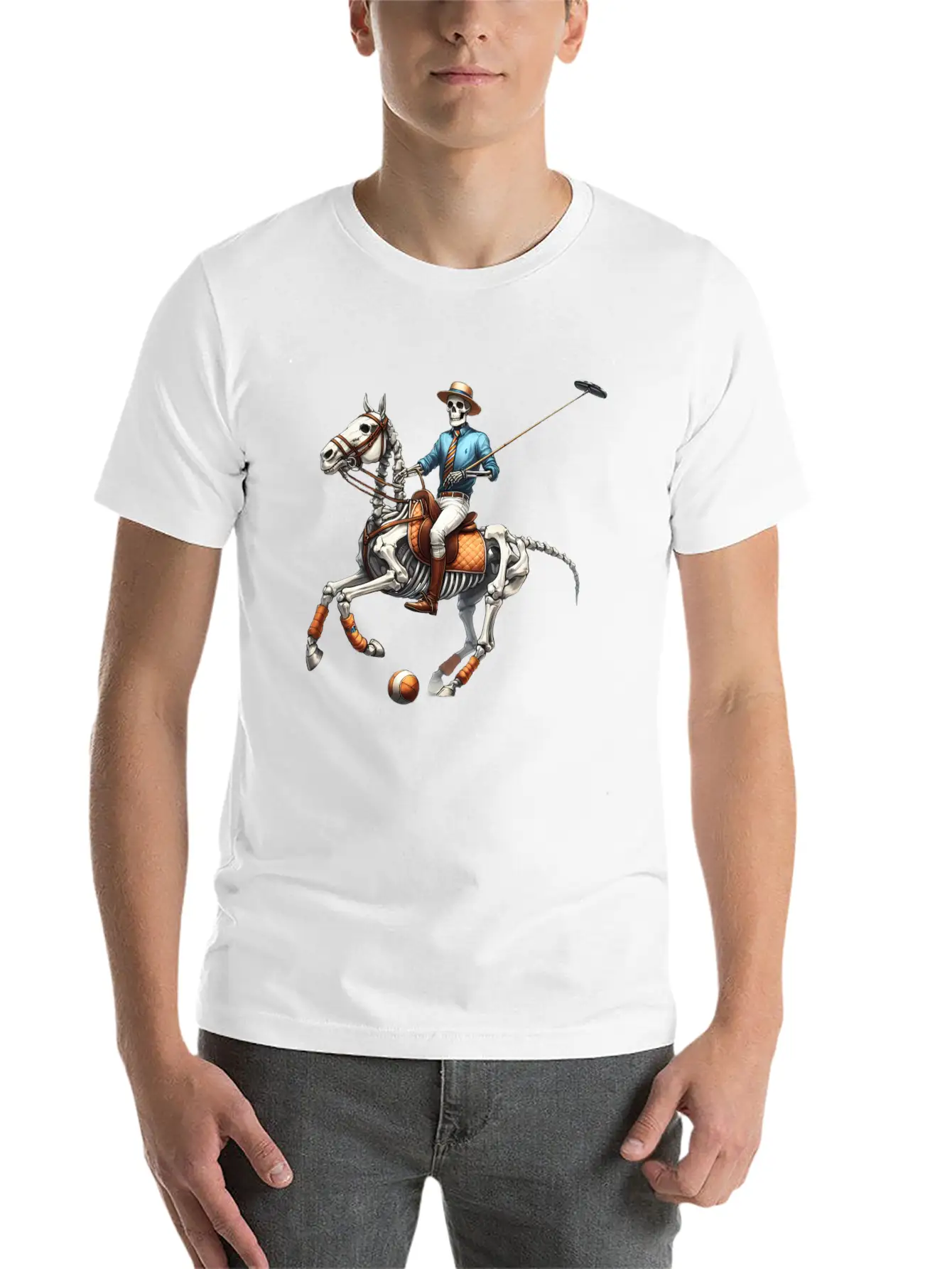 Preppy Skeleton Breathable Graphic T-Shirt – Perfect For Casual Days