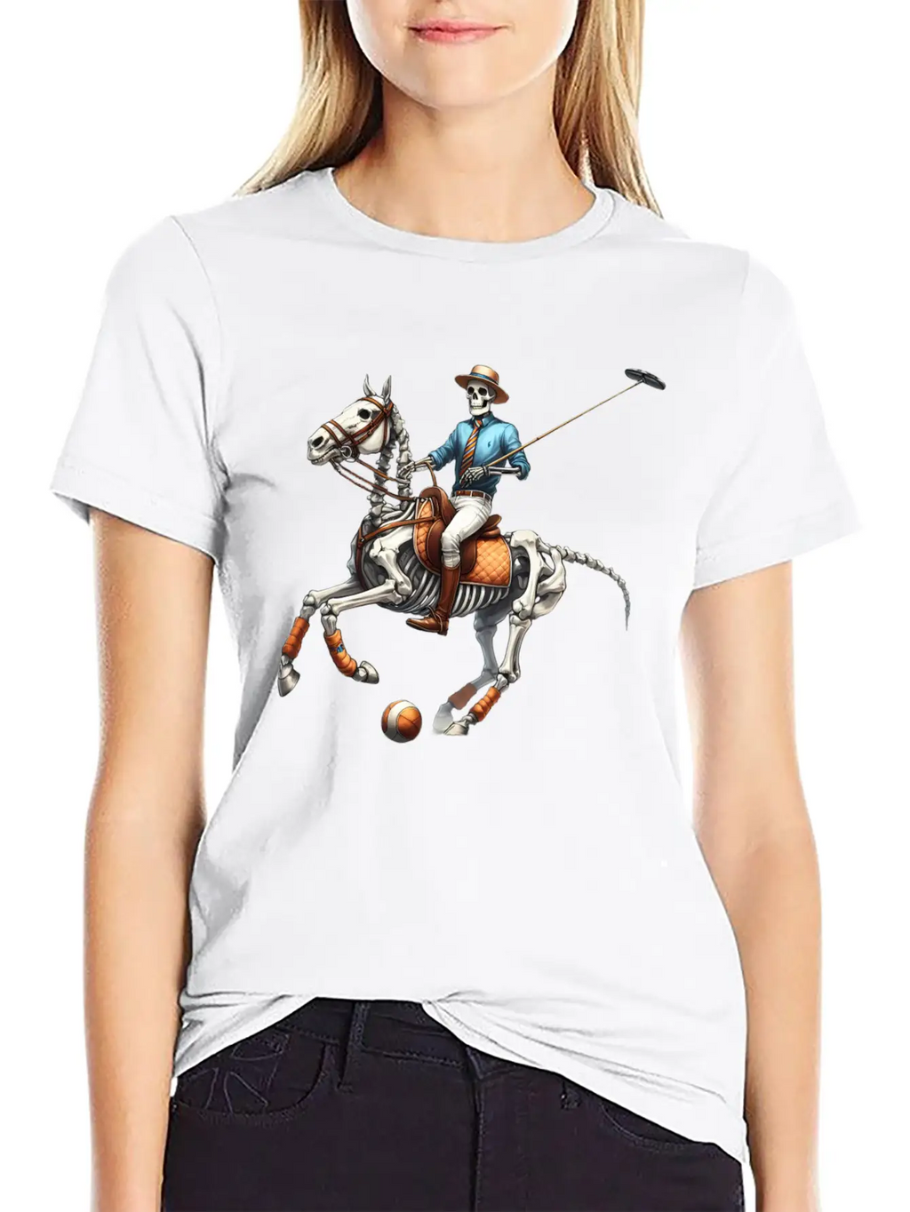 Preppy Skeleton Breathable Graphic T-Shirt – Perfect For Casual Days