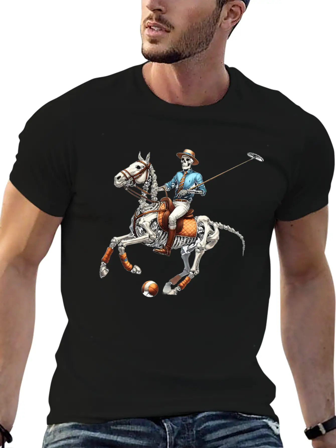 Preppy Skeleton Breathable Graphic T-Shirt – Perfect For Casual Days
