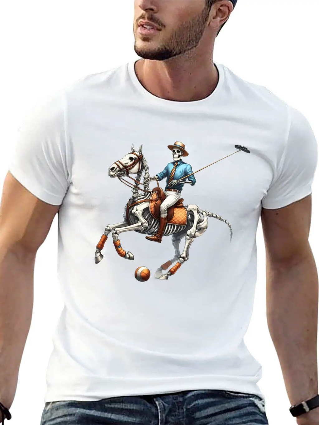 Preppy Skeleton Breathable Graphic T-Shirt – Perfect For Casual Days