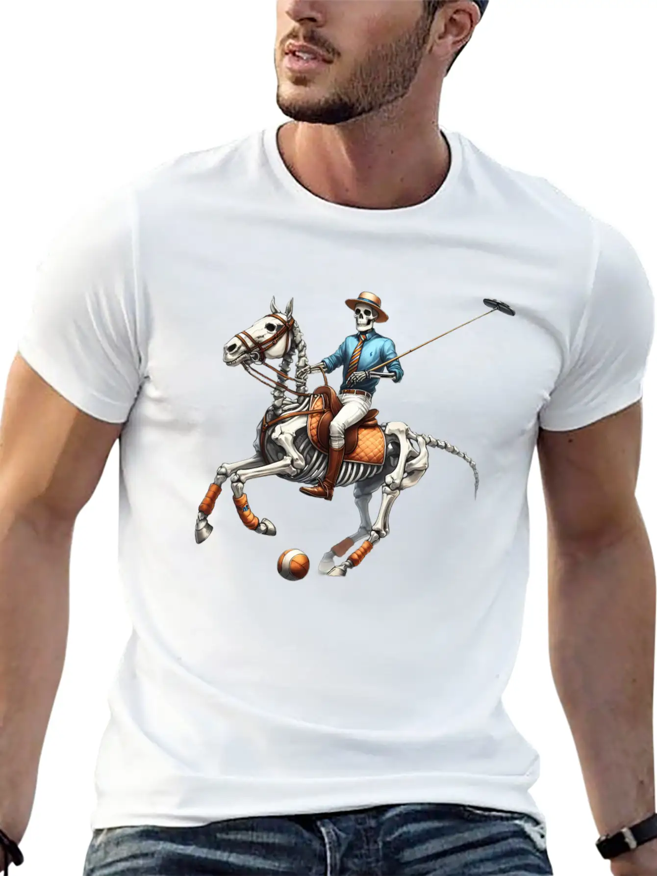 Preppy Skeleton Breathable Graphic T-Shirt – Perfect For Casual Days