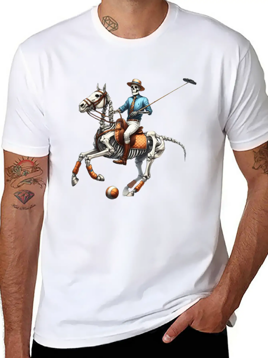 Preppy Skeleton Breathable Graphic T-Shirt – Perfect For Casual Days