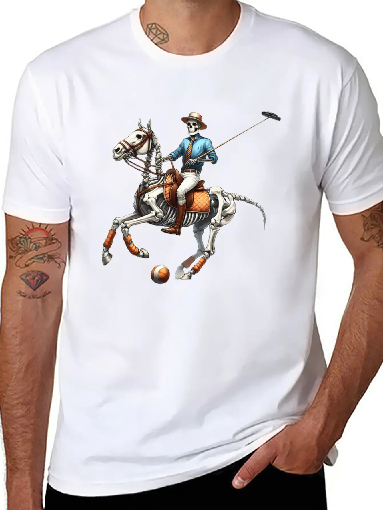 Preppy Skeleton Breathable Graphic T-Shirt – Perfect For Casual Days
