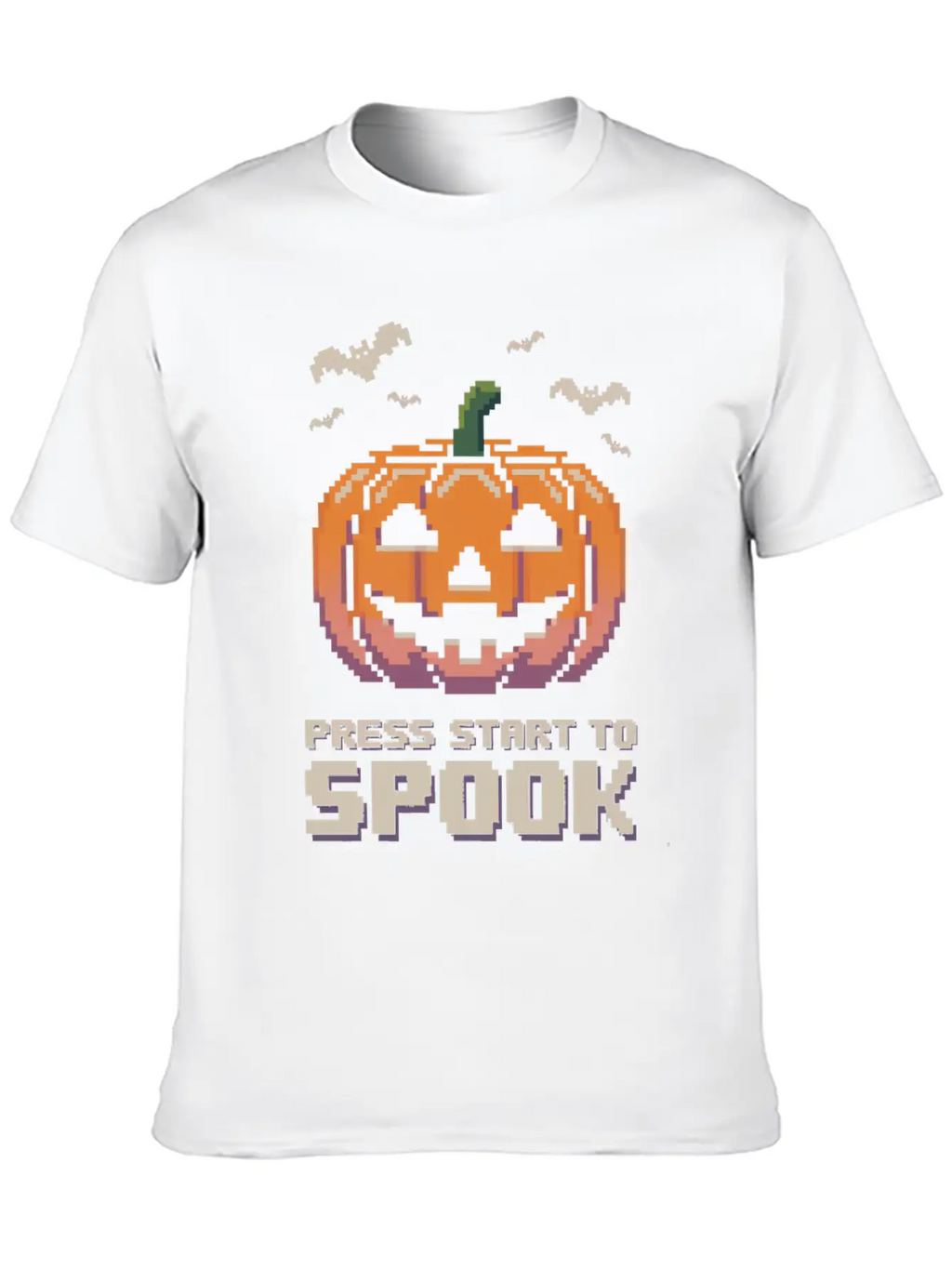 Press Start To Spook Pixel-art Pumpkin Video Game Timeless Short Sleeve Tee – Comfy And Minimalist Design