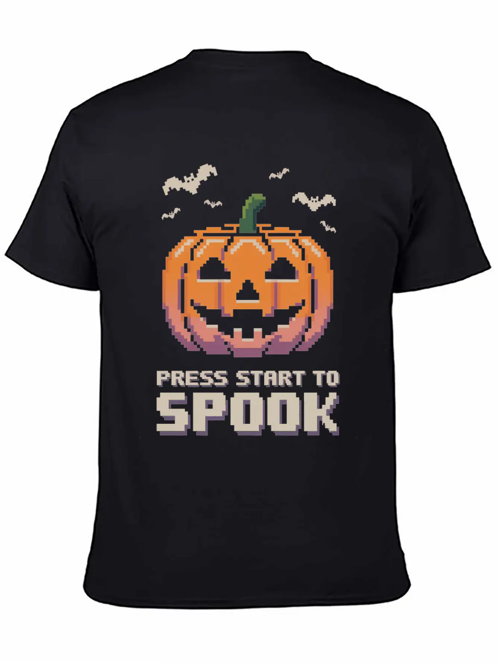 Press Start To Spook Pixel-art Pumpkin Video Game Timeless Short Sleeve Tee – Comfy And Minimalist Design