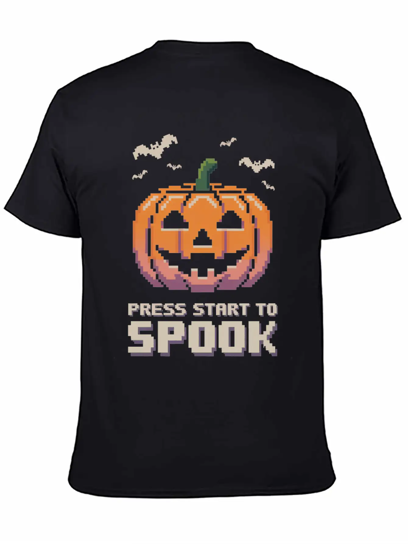 Press Start To Spook Pixel-art Pumpkin Video Game Timeless Short Sleeve Tee – Comfy And Minimalist Design