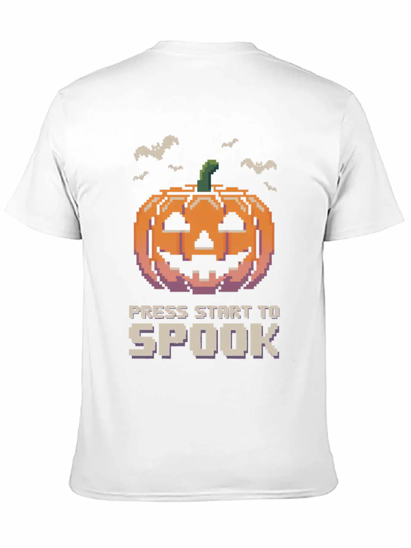 Press Start To Spook Pixel-art Pumpkin Video Game Timeless Short Sleeve Tee – Comfy And Minimalist Design