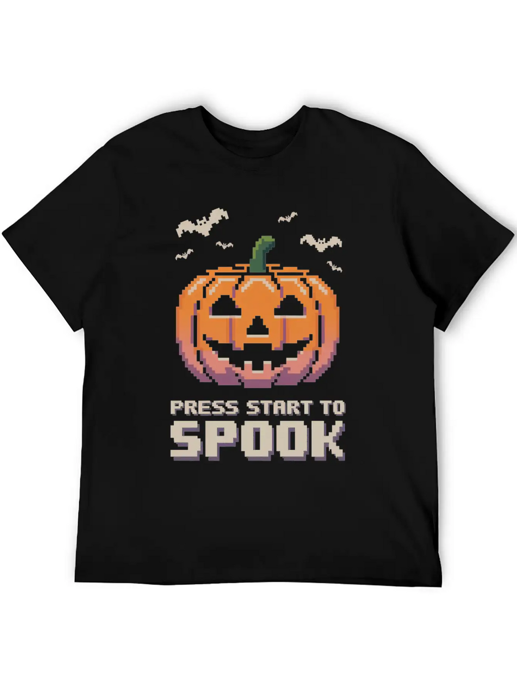 Press Start To Spook Pixel-art Pumpkin Video Game Timeless Short Sleeve Tee – Comfy And Minimalist Design
