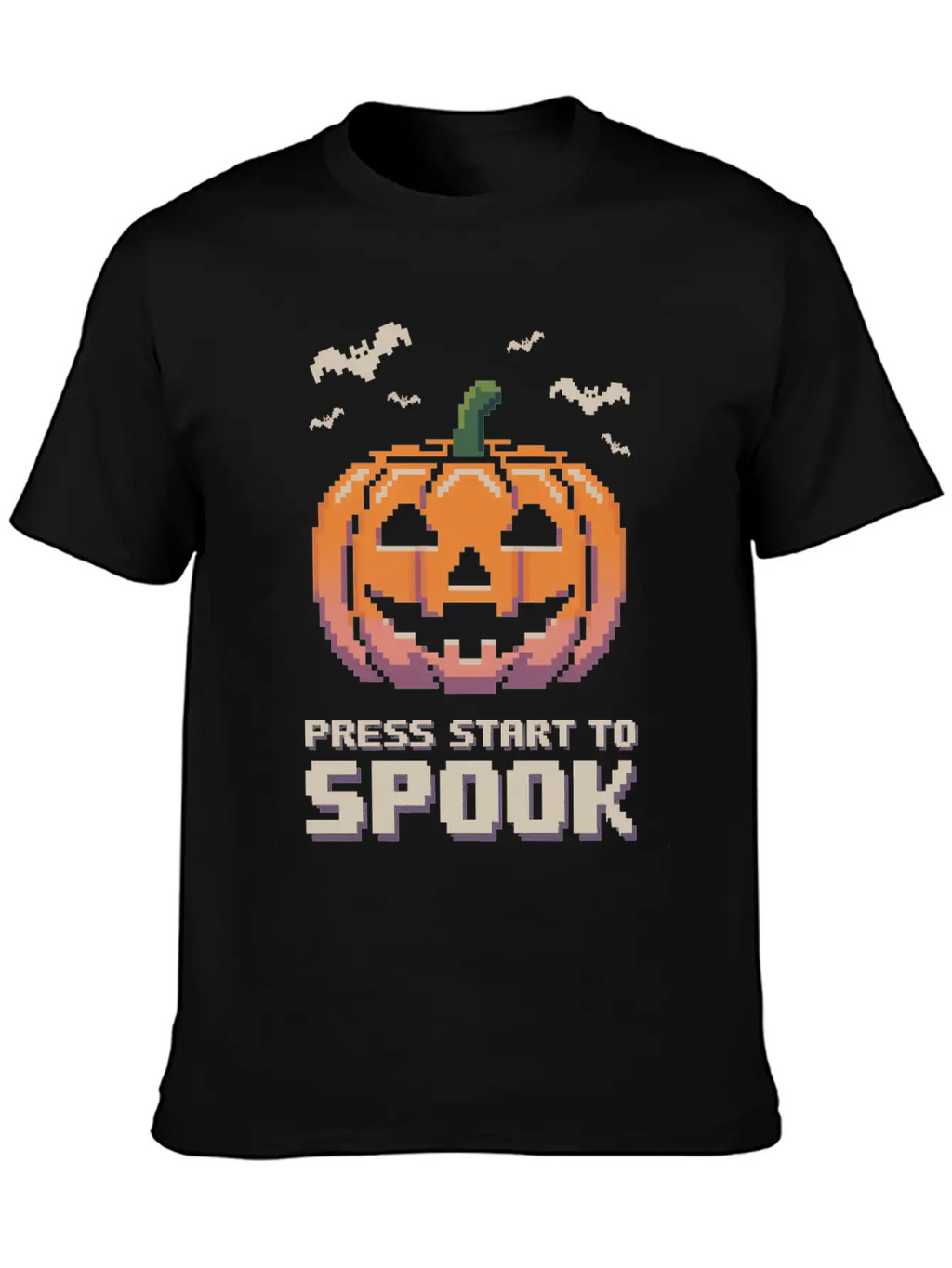 Press Start To Spook Pixel-art Pumpkin Video Game Timeless Short Sleeve Tee – Comfy And Minimalist Design