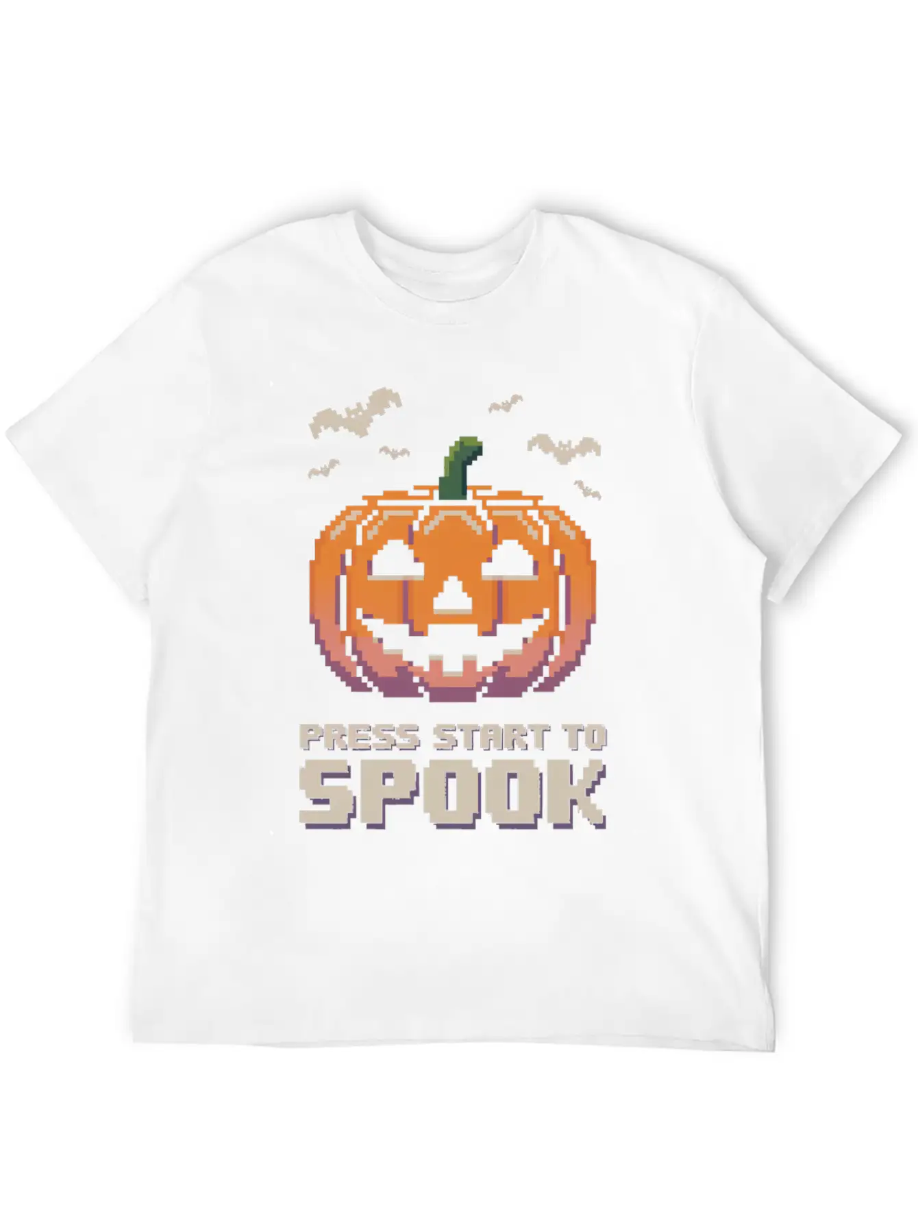 Press Start To Spook Pixel-art Pumpkin Video Game Timeless Short Sleeve Tee – Comfy And Minimalist Design