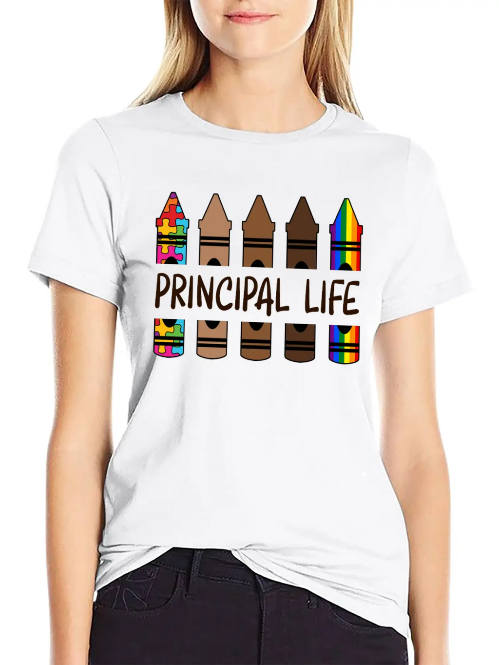 Principal Life Pencil Autism Melanin Rainbow Classic Cotton Tee – Unisex Comfort For Any Season