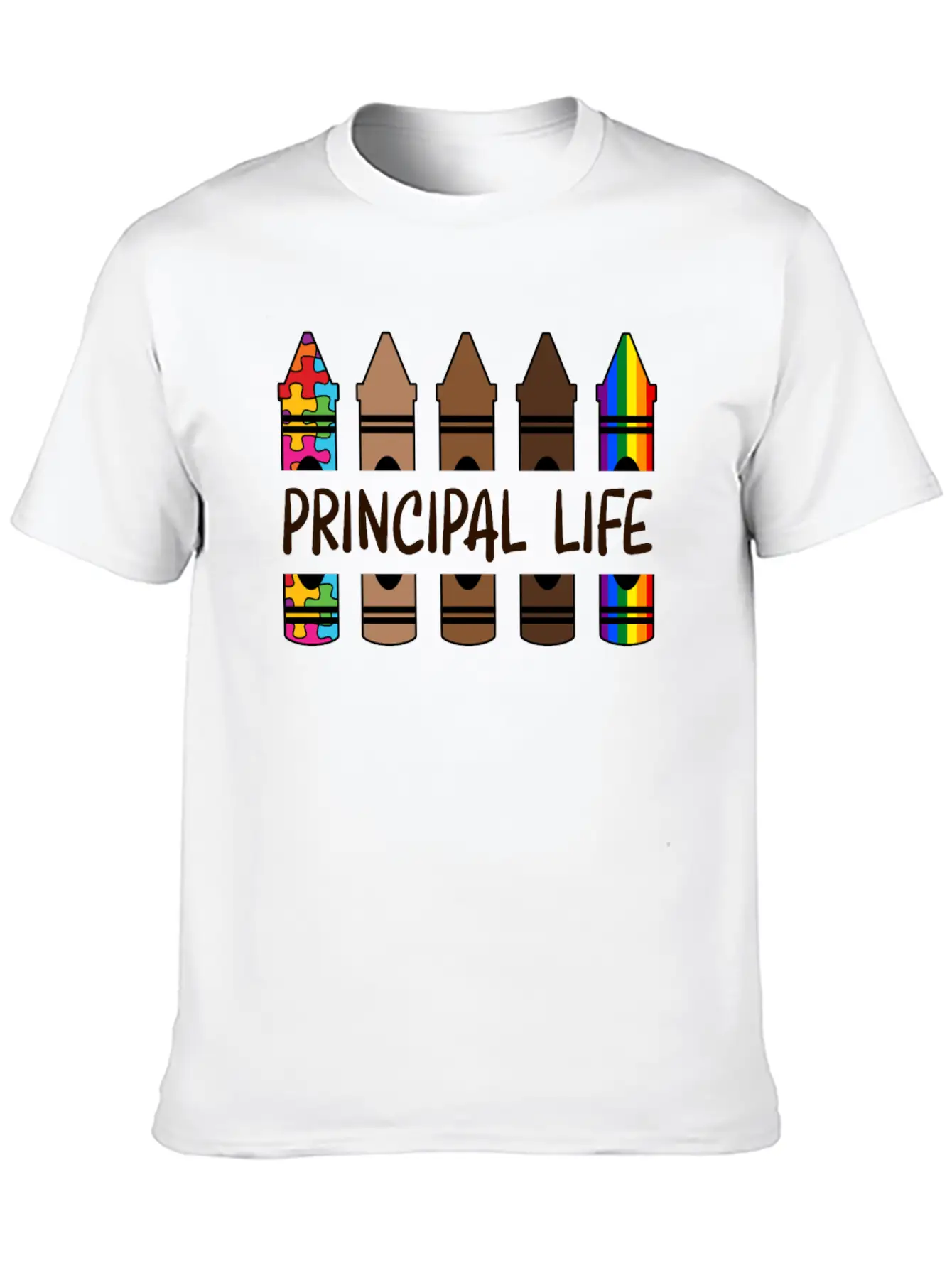 Principal Life Pencil Autism Melanin Rainbow Classic Cotton Tee – Unisex Comfort For Any Season