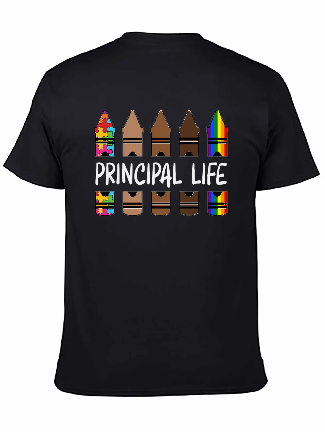 Principal Life Pencil Autism Melanin Rainbow Classic Cotton Tee – Unisex Comfort For Any Season