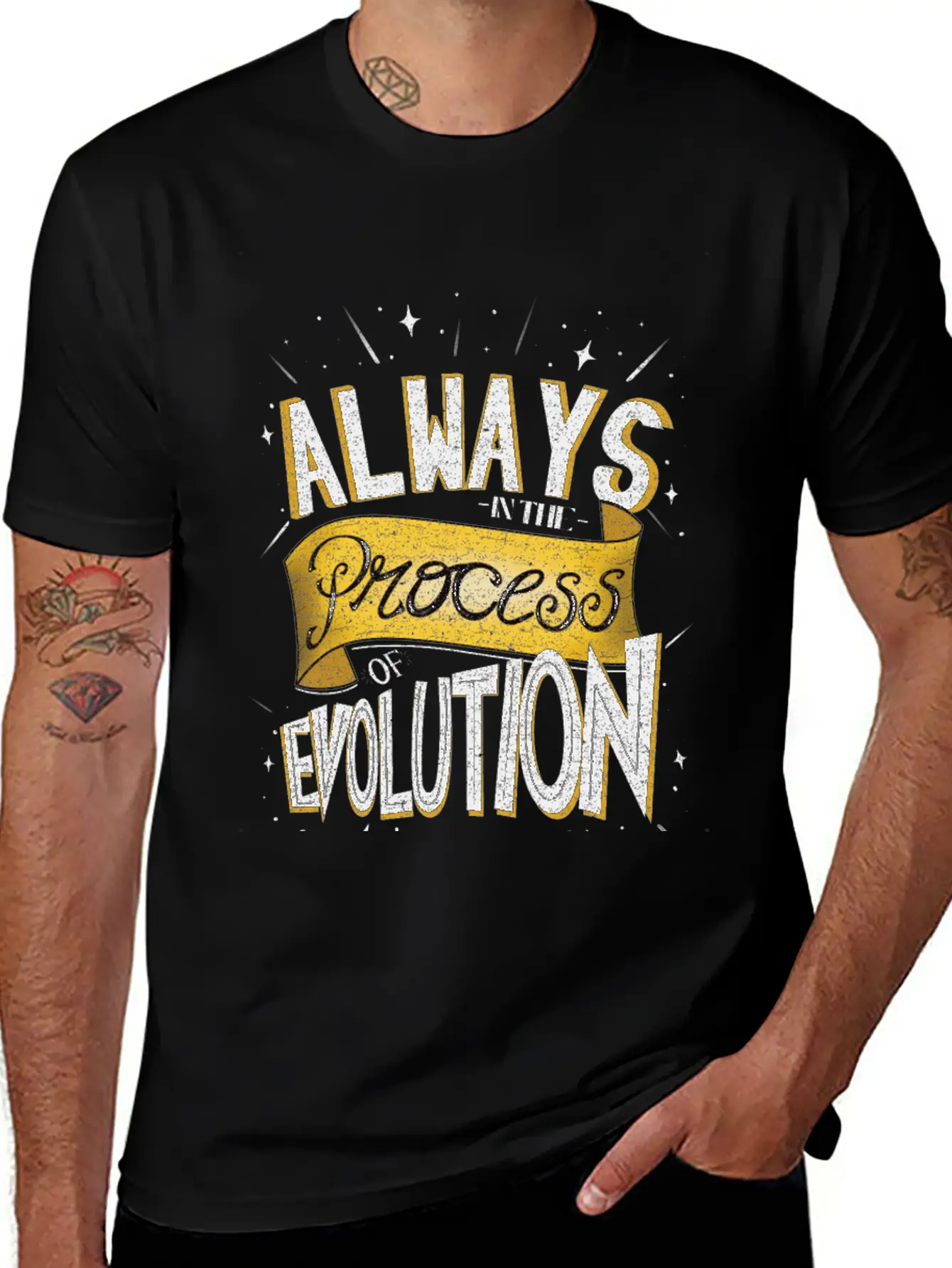 Process Of Evolution Lettering Design Unisex Casual T-Shirt – Clean Design For Daily Comfort