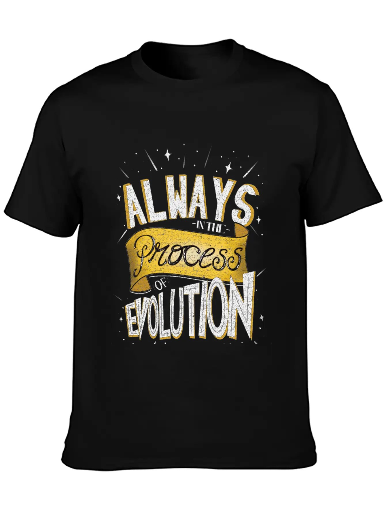 Process Of Evolution Lettering Design Unisex Casual T-Shirt – Clean Design For Daily Comfort