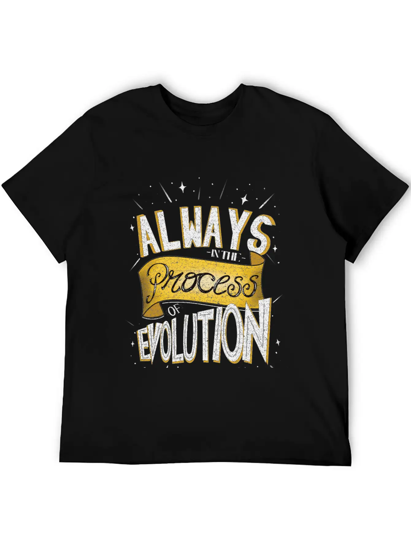 Process Of Evolution Lettering Design Unisex Casual T-Shirt – Clean Design For Daily Comfort