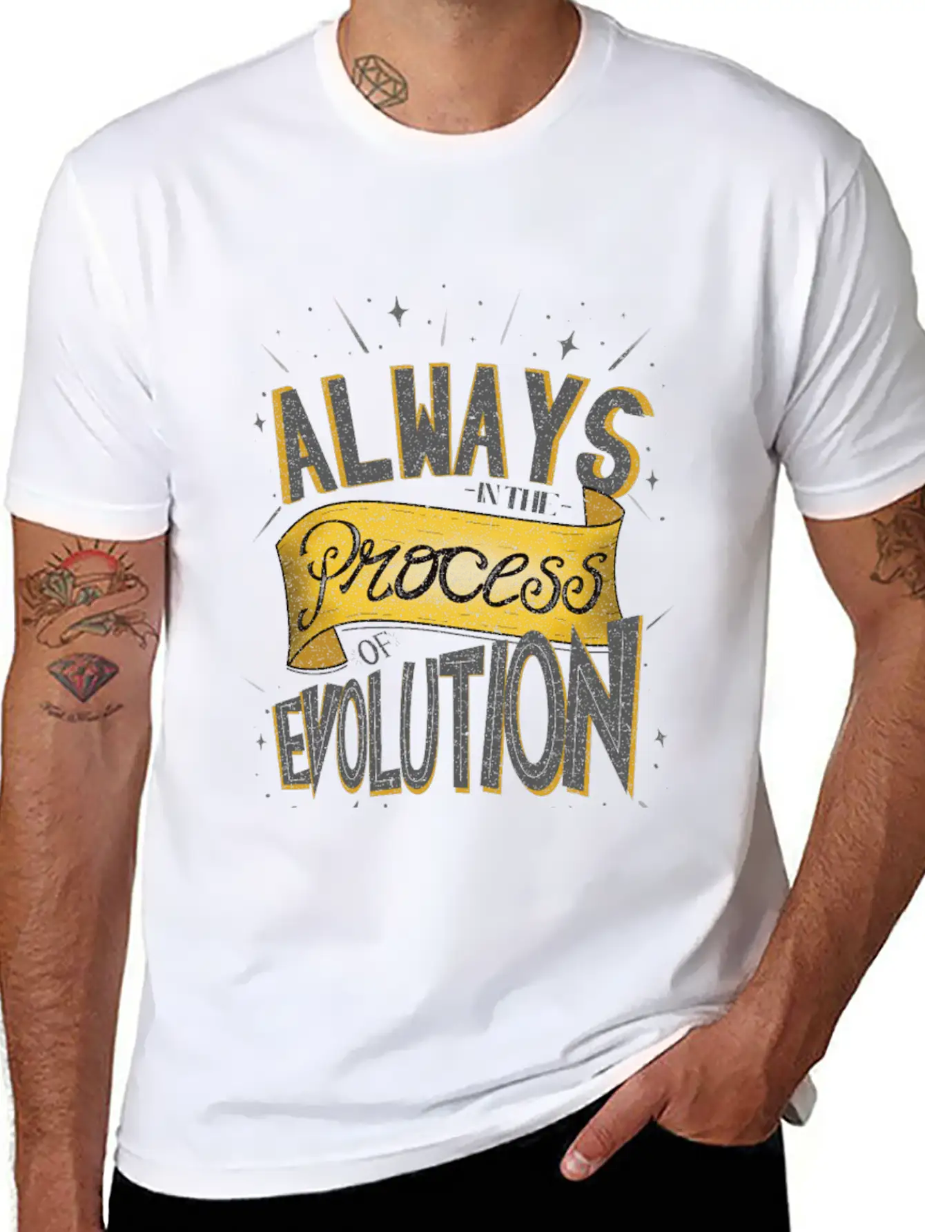 Process Of Evolution Lettering Design Unisex Casual T-Shirt – Clean Design For Daily Comfort