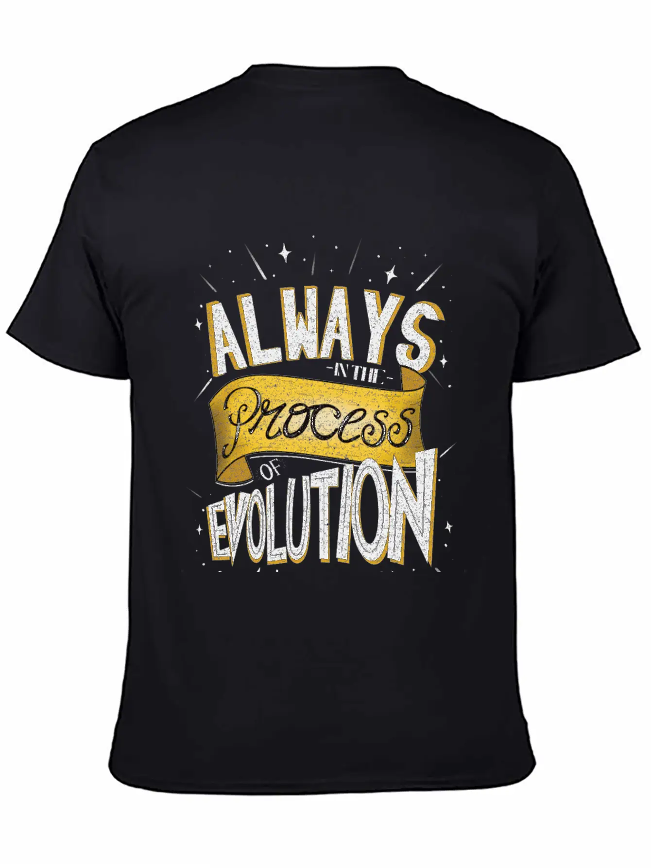 Process Of Evolution Lettering Design Unisex Casual T-Shirt – Clean Design For Daily Comfort