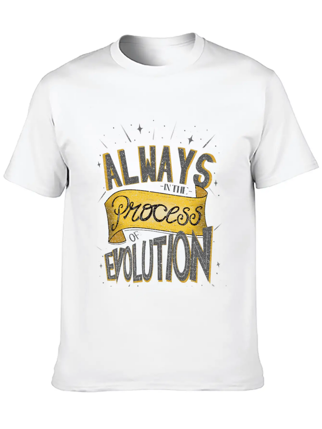 Process Of Evolution Lettering Design Unisex Casual T-Shirt – Clean Design For Daily Comfort