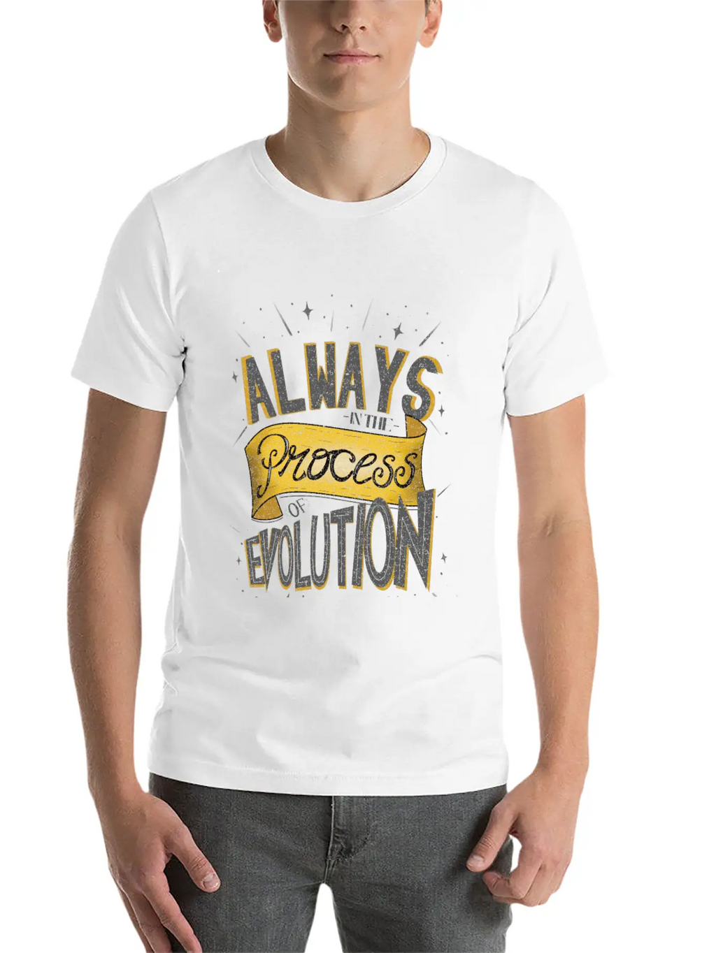Process Of Evolution Lettering Design Unisex Casual T-Shirt – Clean Design For Daily Comfort