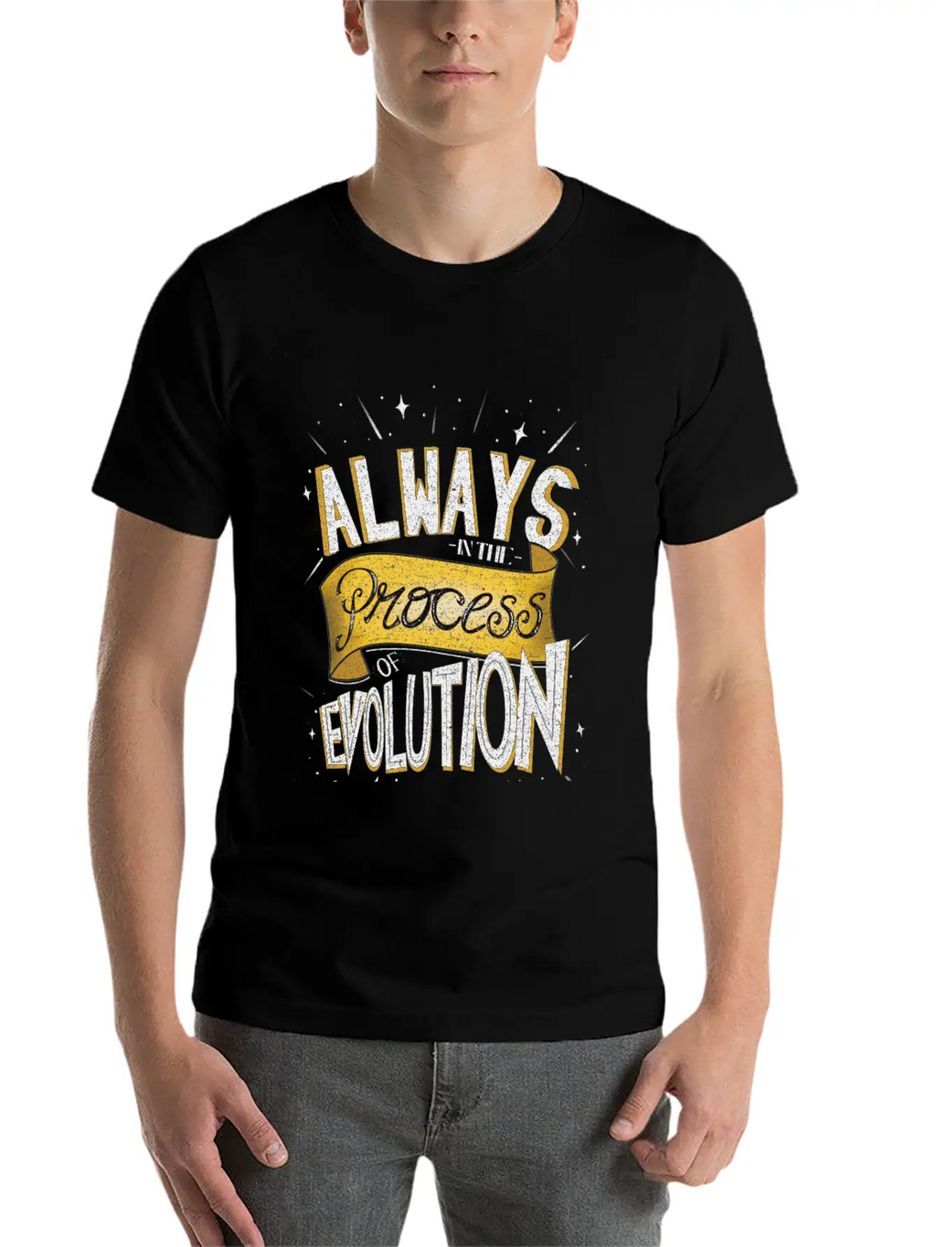 Process Of Evolution Lettering Design Unisex Casual T-Shirt – Clean Design For Daily Comfort