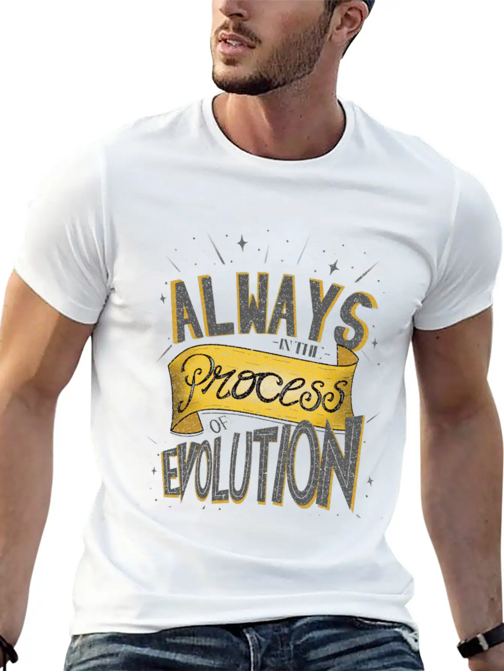 Process Of Evolution Lettering Design Unisex Casual T-Shirt – Clean Design For Daily Comfort