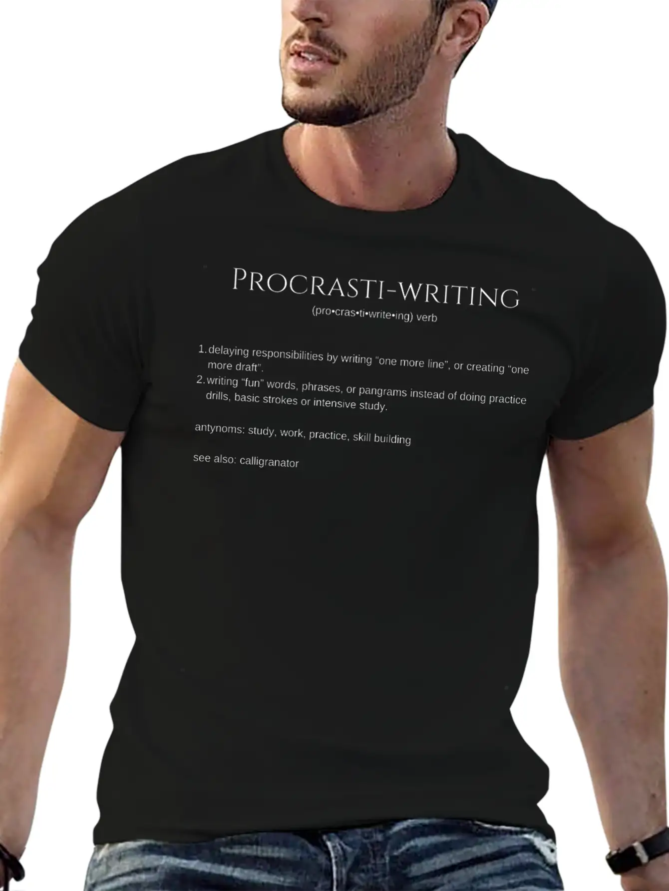 Procrasti-writing White Modern Fit Casual T-Shirt – Clean And Versatile Design