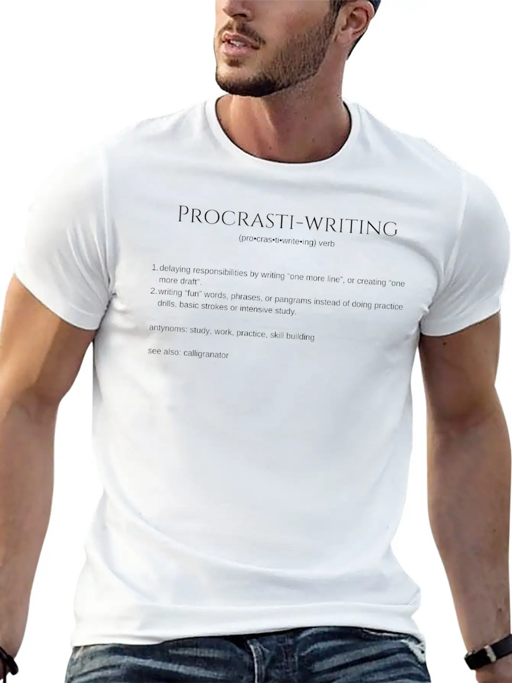 Procrasti-writing White Modern Fit Casual T-Shirt – Clean And Versatile Design