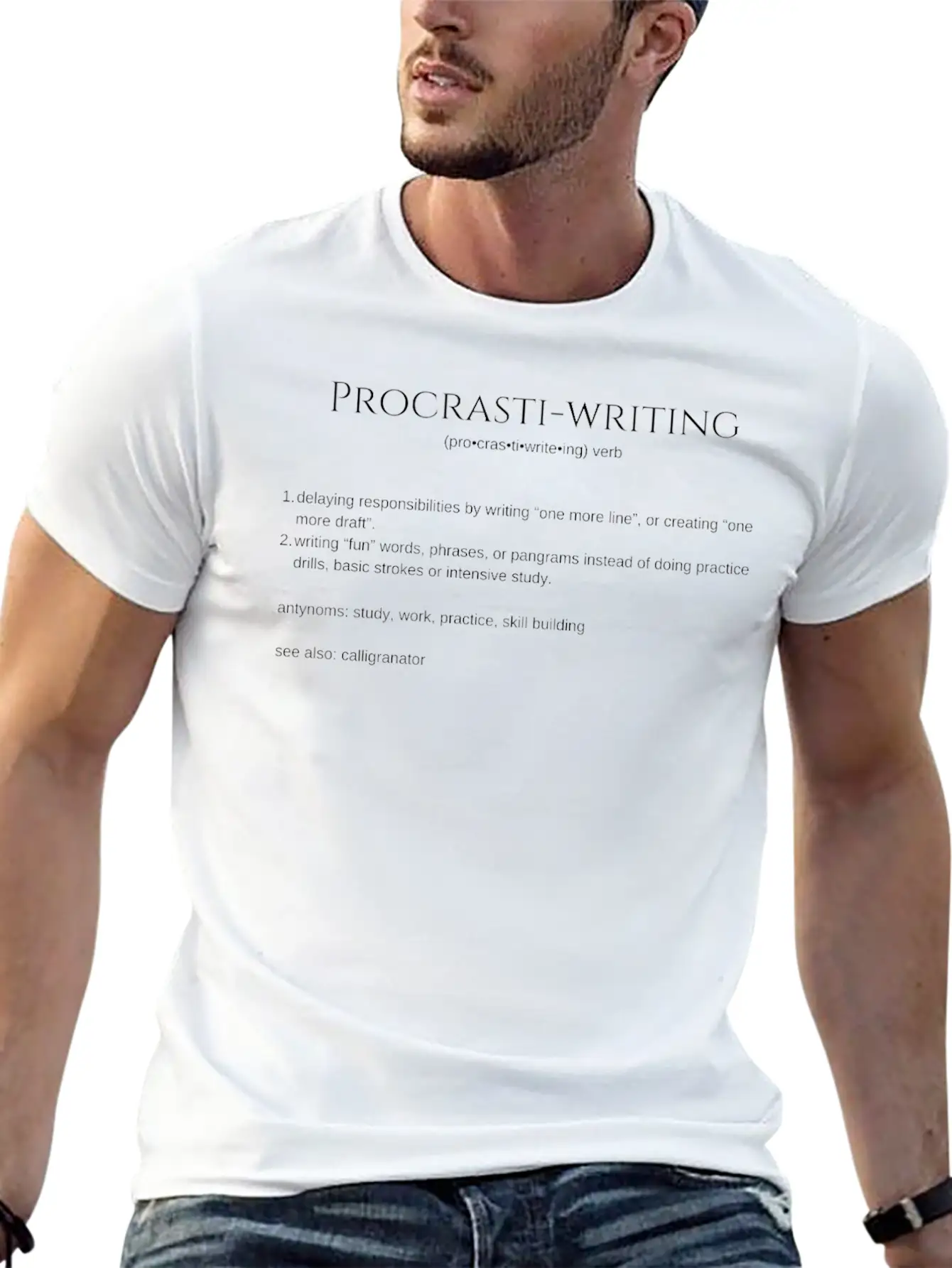 Procrasti-writing White Modern Fit Casual T-Shirt – Clean And Versatile Design
