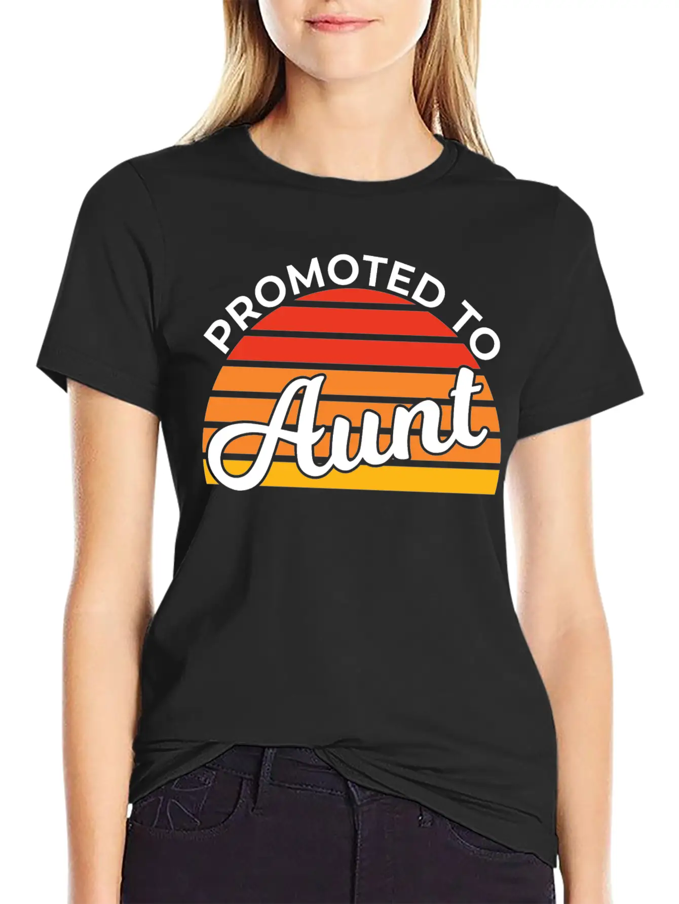 Promoted To Aunt Funny Baby Shower Party Aunt Gift Relaxed Everyday Tee – Lightweight And Durable Cotton