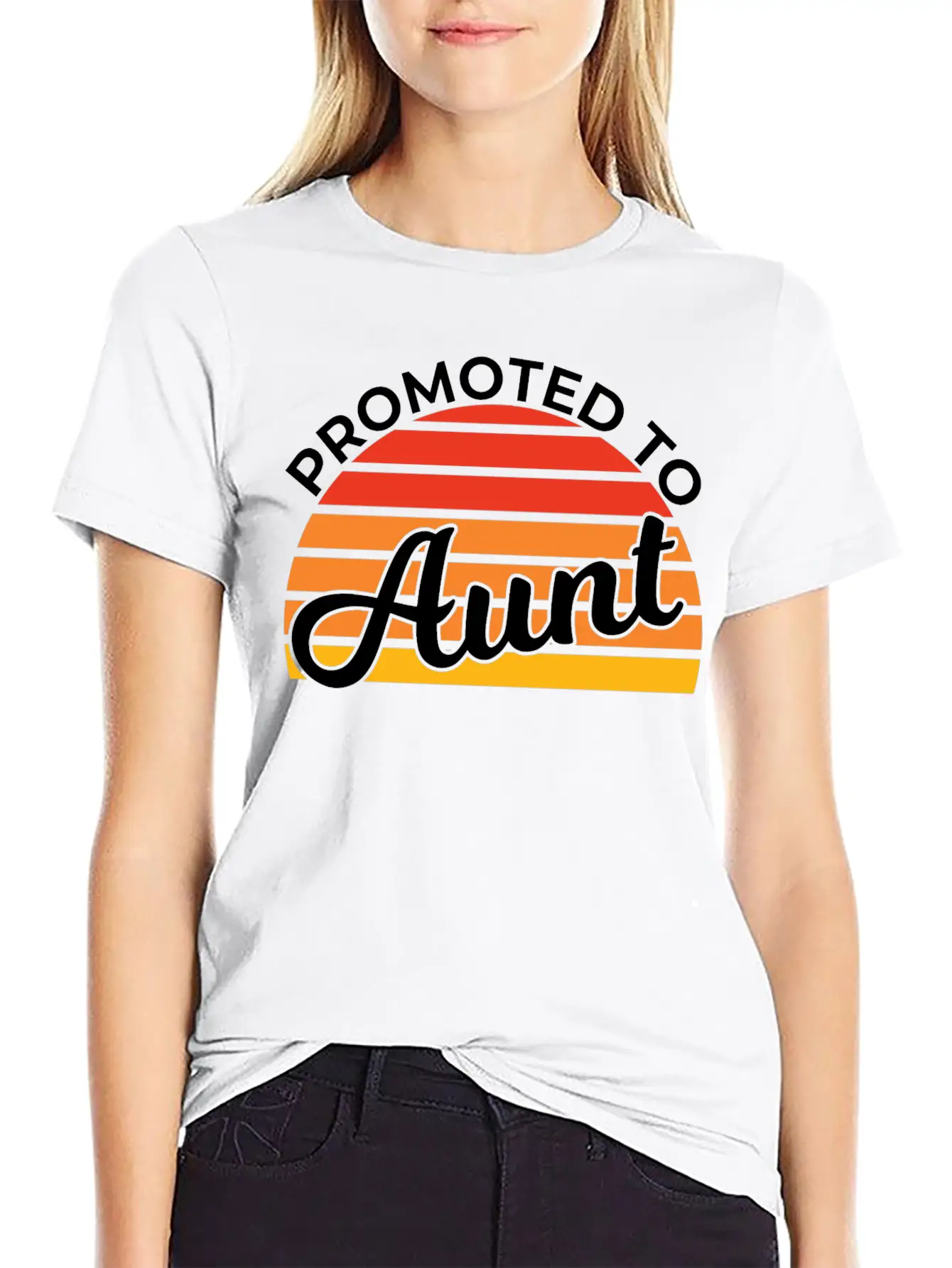 Promoted To Aunt Funny Baby Shower Party Aunt Gift Relaxed Everyday Tee – Lightweight And Durable Cotton