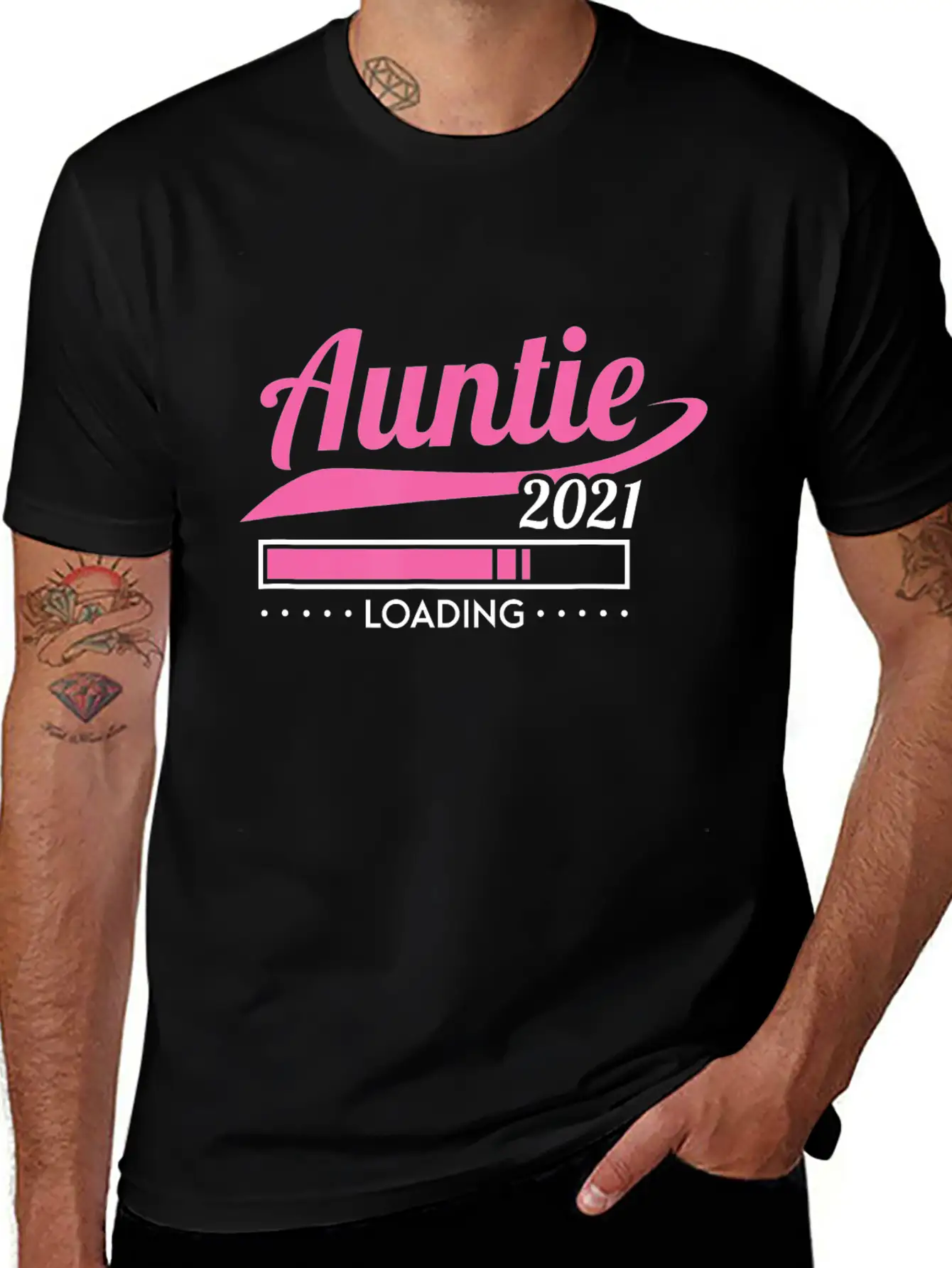 Promoted To Auntie Est 2021 Loading Future Aunt Basic Graphic T-Shirt – Daily Comfort In Soft Cotton