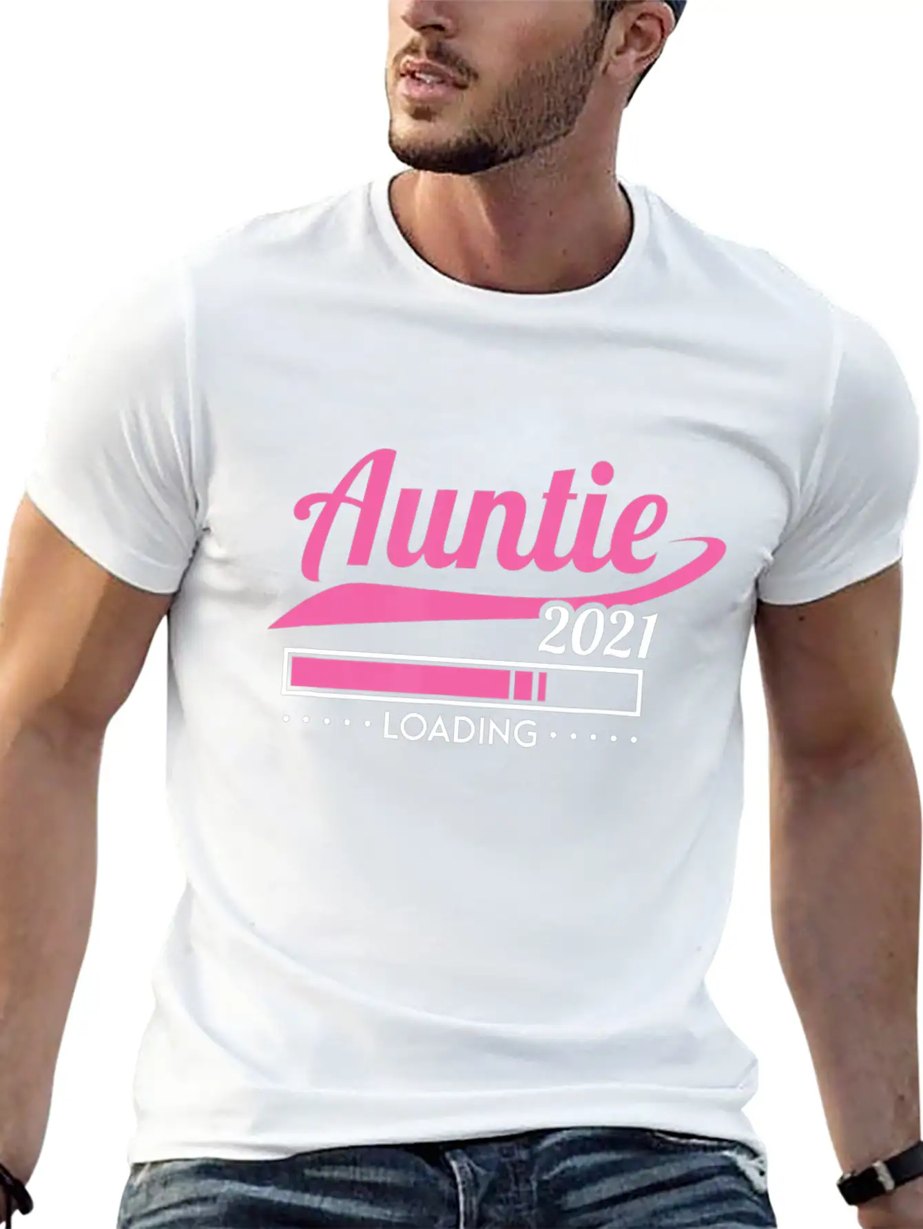 Promoted To Auntie Est 2021 Loading Future Aunt Basic Graphic T-Shirt – Daily Comfort In Soft Cotton