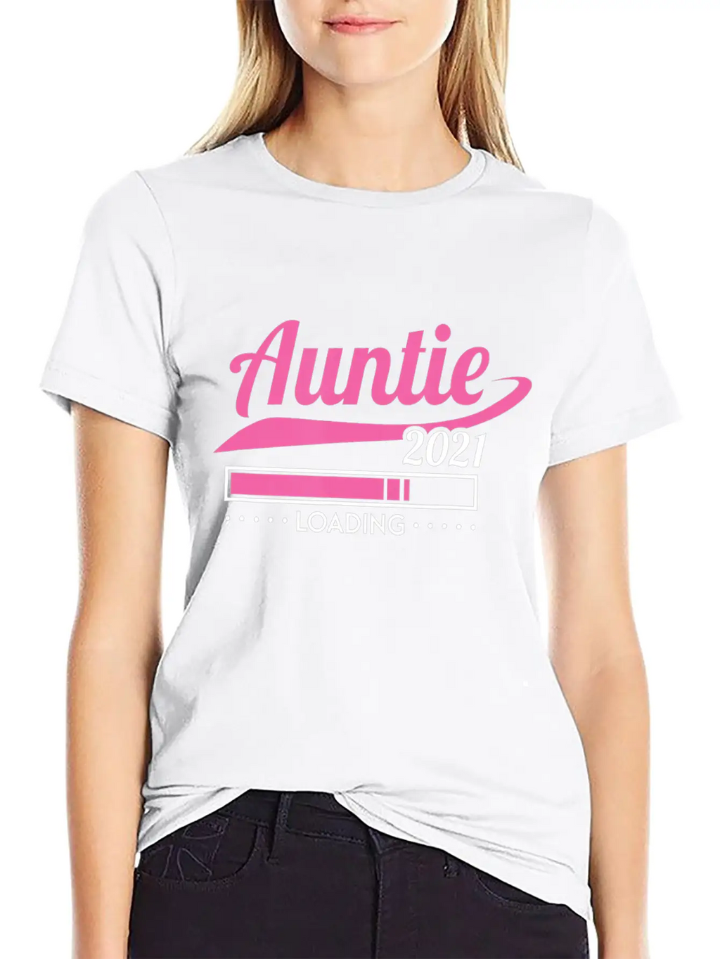 Promoted To Auntie Est 2021 Loading Future Aunt Basic Graphic T-Shirt – Daily Comfort In Soft Cotton
