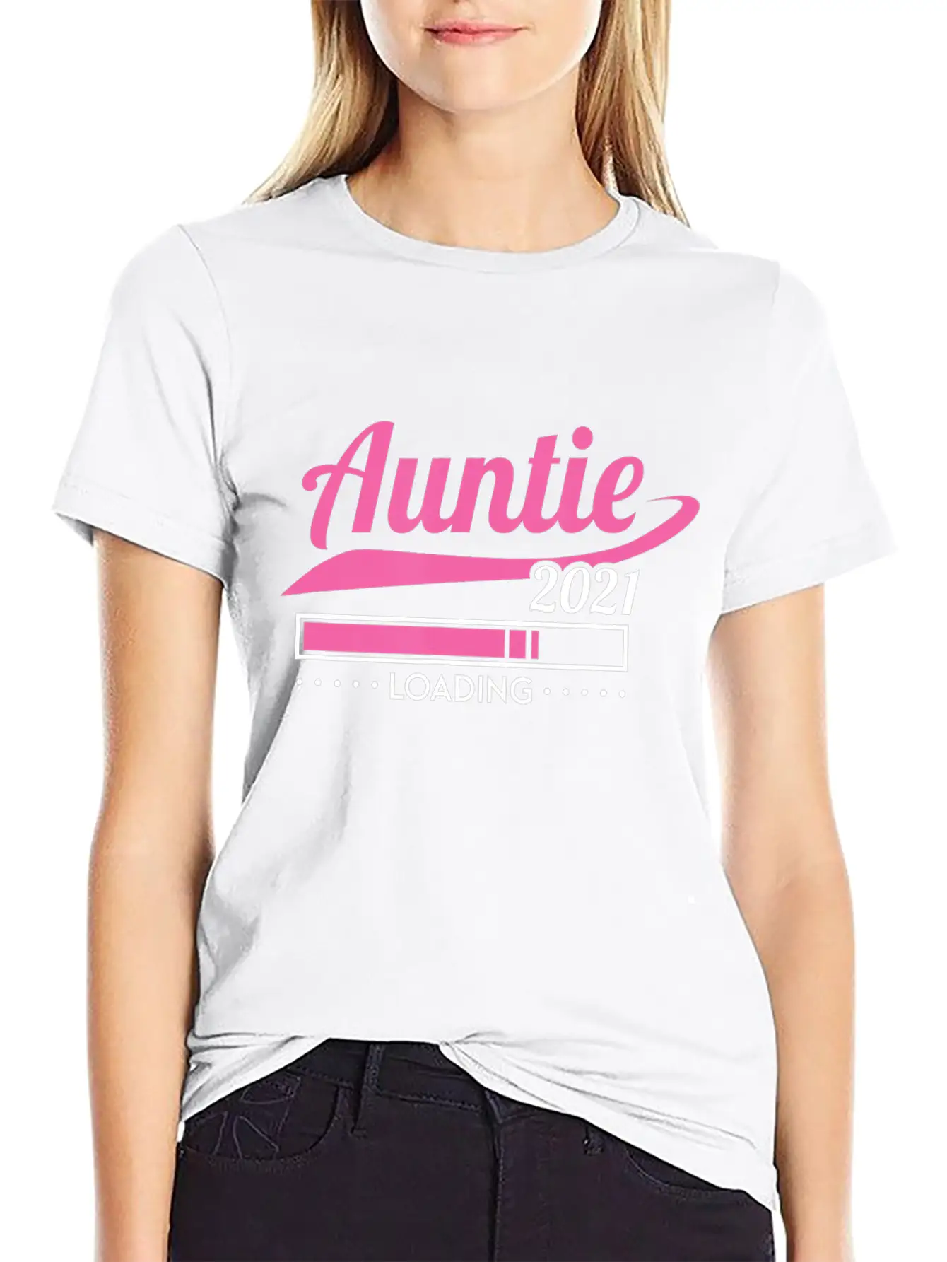 Promoted To Auntie Est 2021 Loading Future Aunt Basic Graphic T-Shirt – Daily Comfort In Soft Cotton