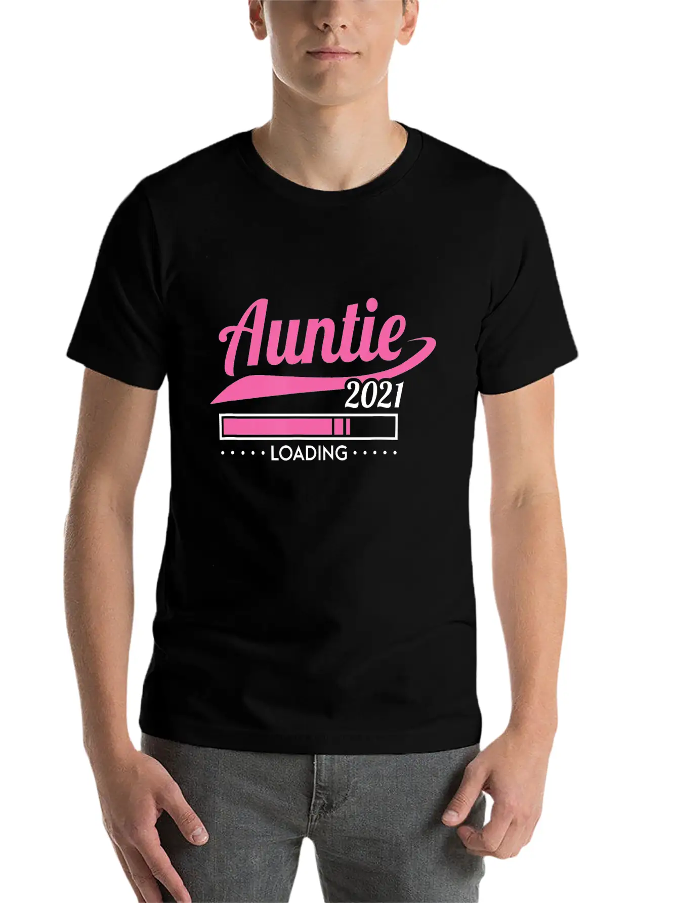 Promoted To Auntie Est 2021 Loading Future Aunt Basic Graphic T-Shirt – Daily Comfort In Soft Cotton