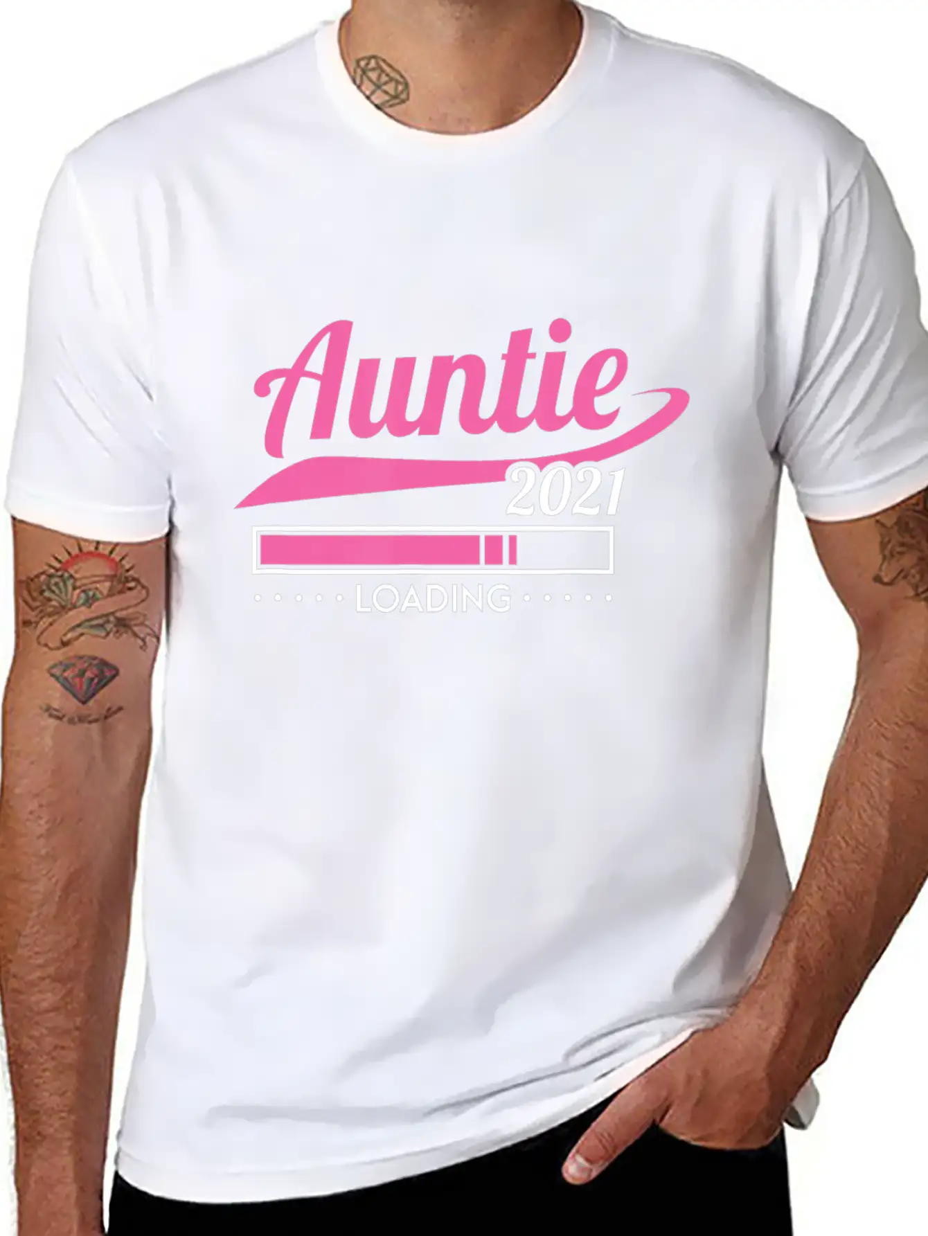 Promoted To Auntie Est 2021 Loading Future Aunt Basic Graphic T-Shirt – Daily Comfort In Soft Cotton