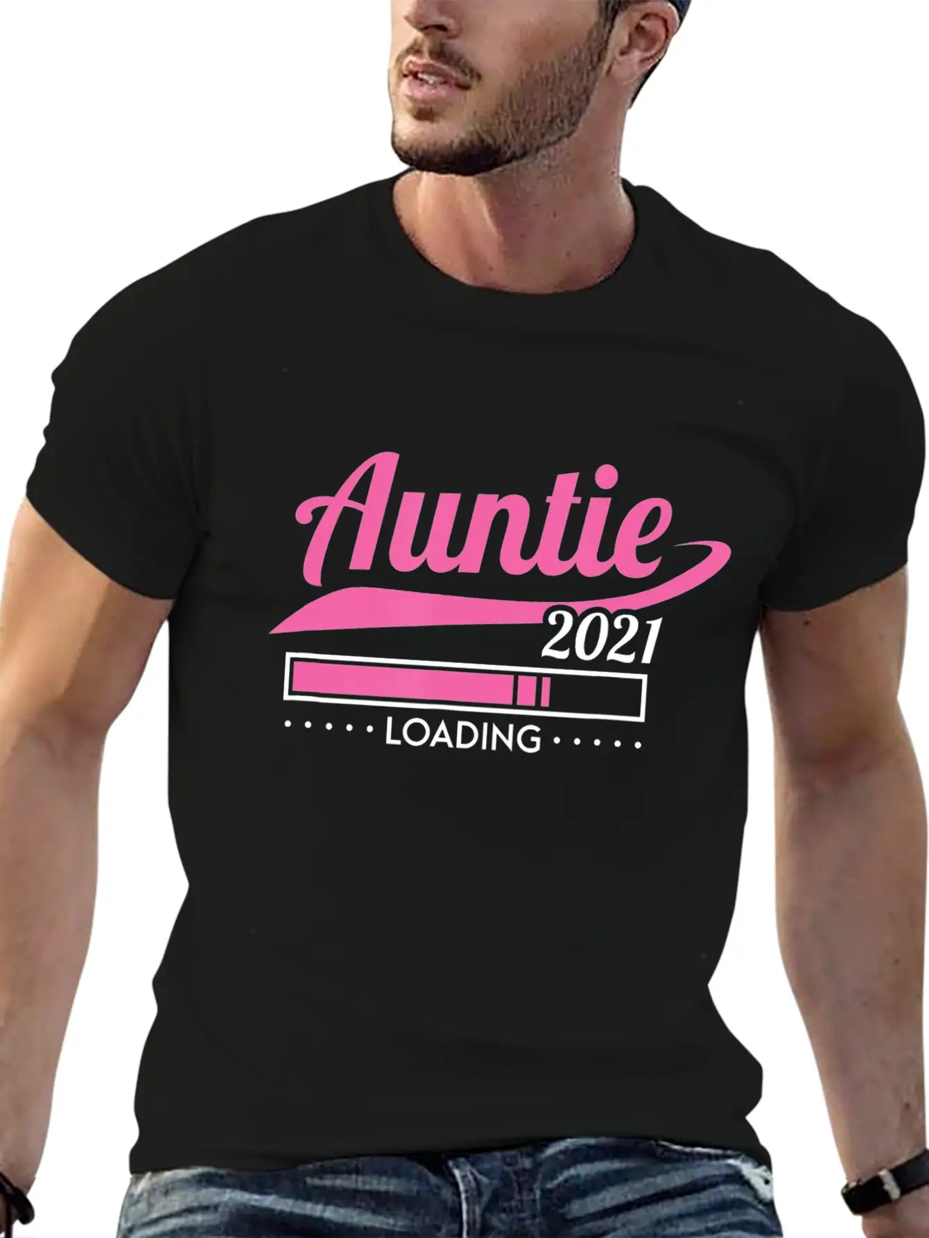 Promoted To Auntie Est 2021 Loading Future Aunt Basic Graphic T-Shirt – Daily Comfort In Soft Cotton