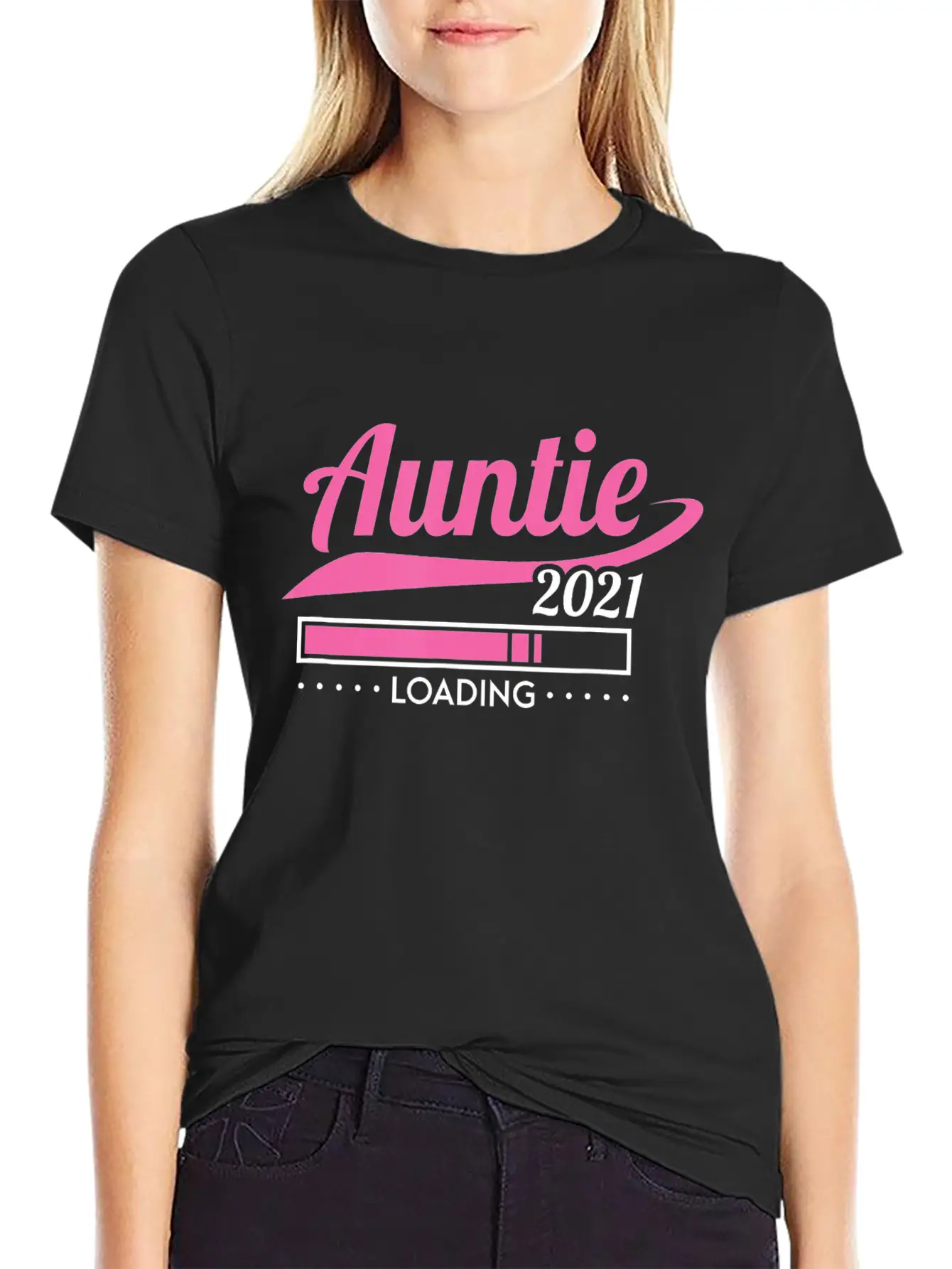 Promoted To Auntie Est 2021 Loading Future Aunt Basic Graphic T-Shirt – Daily Comfort In Soft Cotton