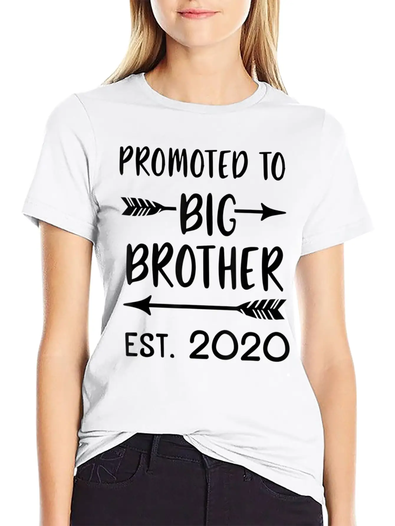 Promoted To Big Brother Est 2020 Vintage Arrow Boy Basic Graphic T-Shirt – Daily Comfort In Soft Cotton