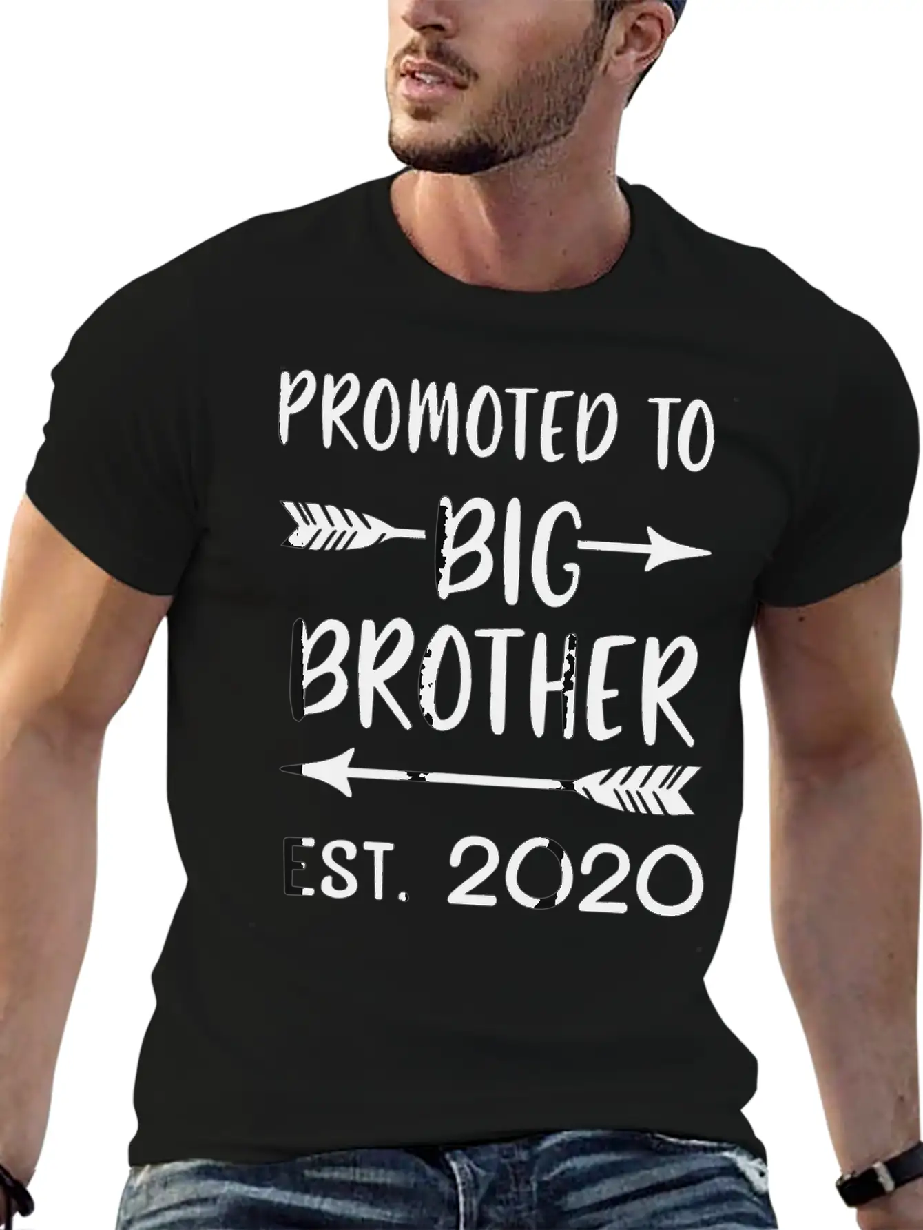 Promoted To Big Brother Est 2020 Vintage Arrow Boy Basic Graphic T-Shirt – Daily Comfort In Soft Cotton