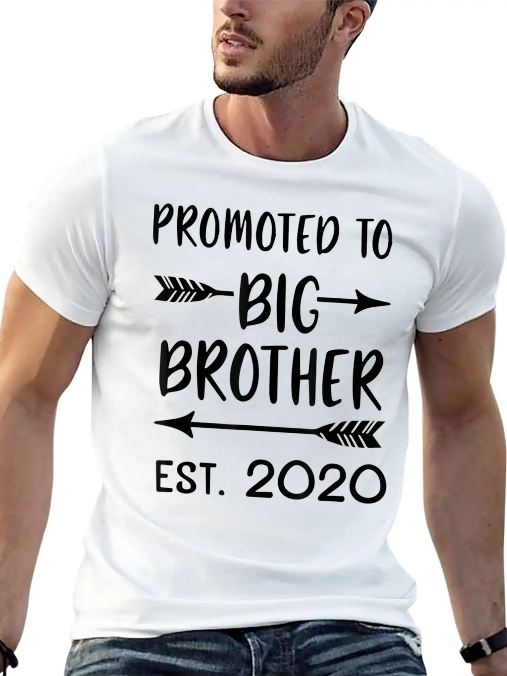 Promoted To Big Brother Est 2020 Vintage Arrow Boy Basic Graphic T-Shirt – Daily Comfort In Soft Cotton