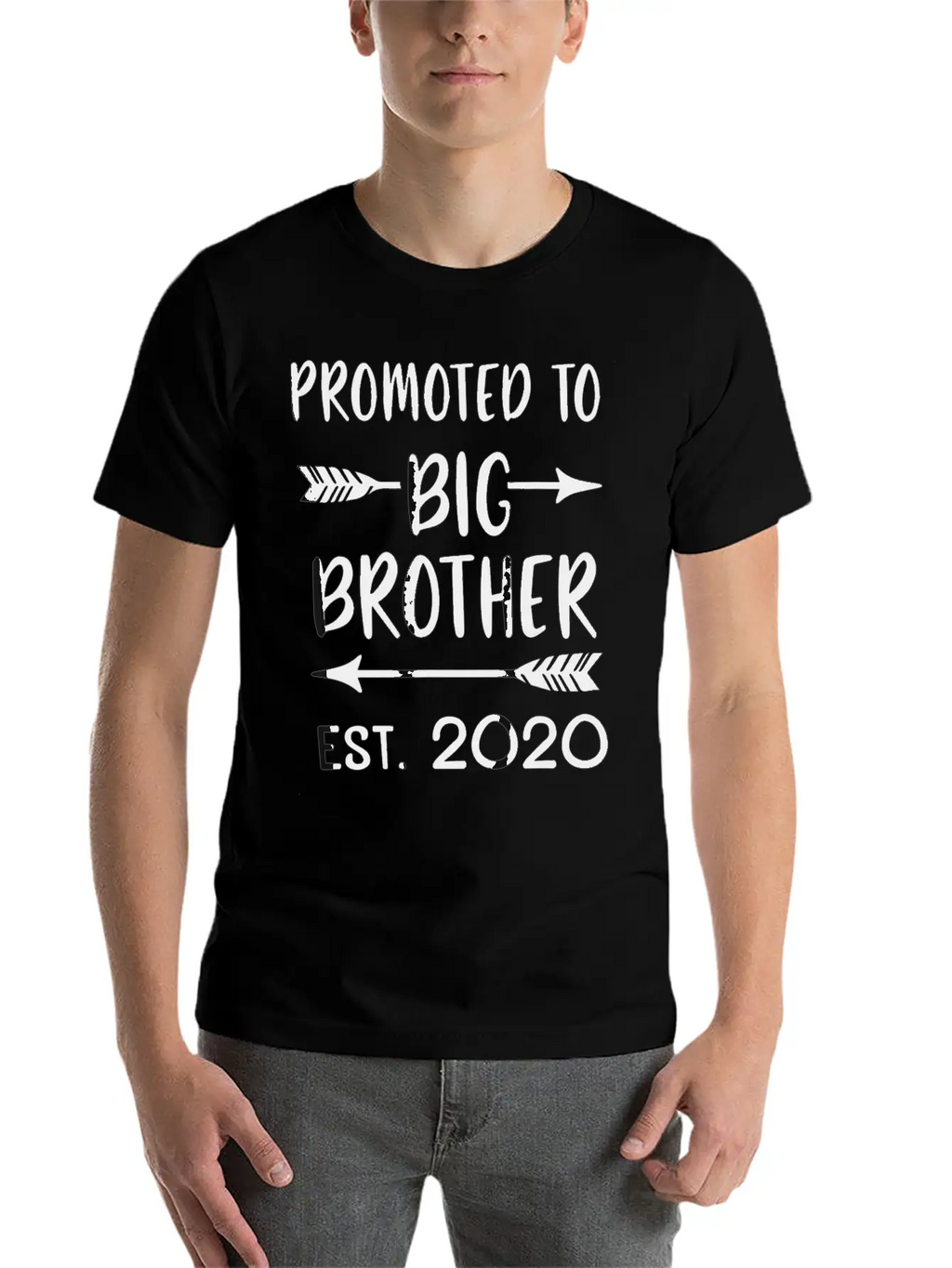 Promoted To Big Brother Est 2020 Vintage Arrow Boy Basic Graphic T-Shirt – Daily Comfort In Soft Cotton