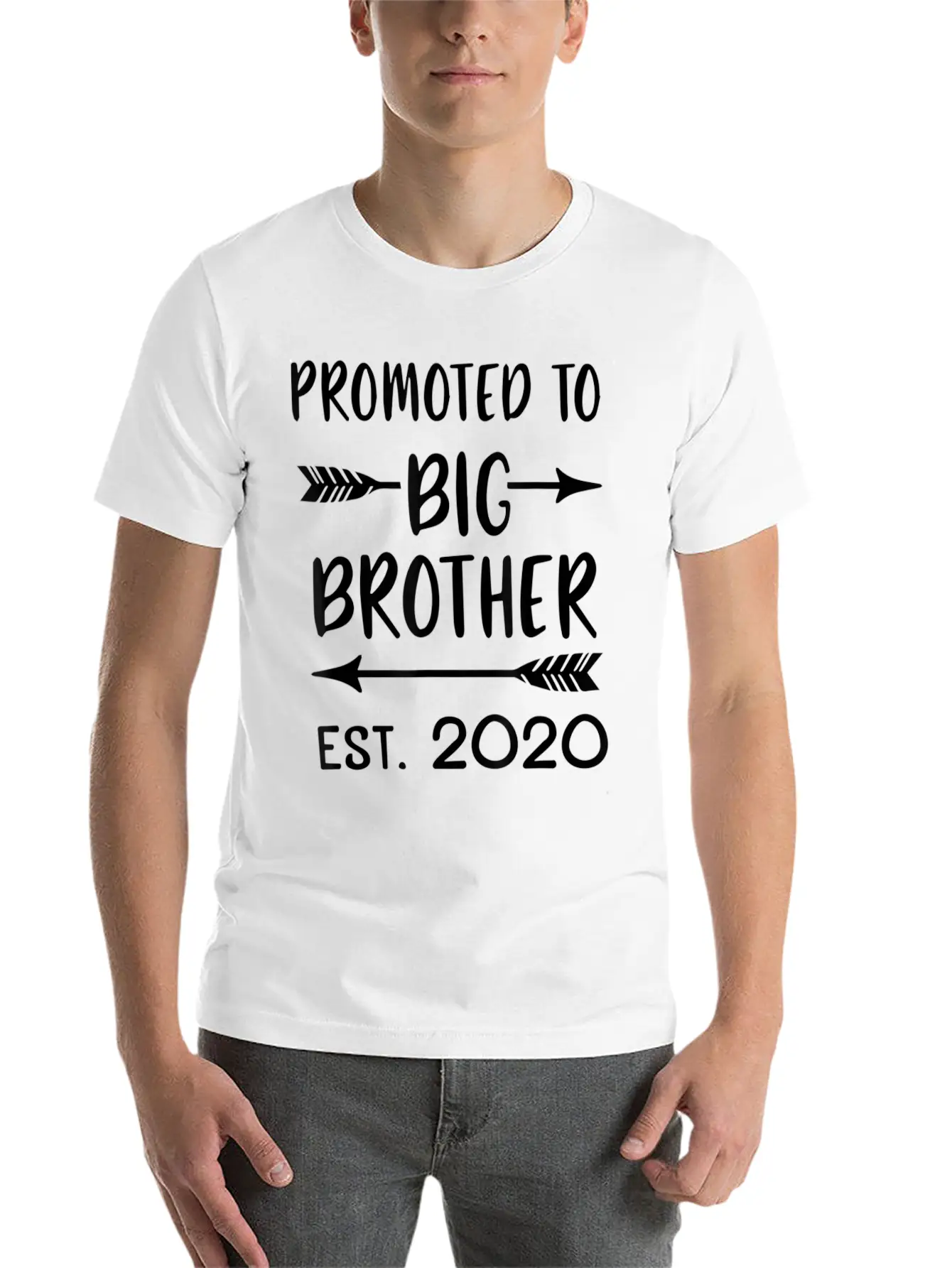 Promoted To Big Brother Est 2020 Vintage Arrow Boy Basic Graphic T-Shirt – Daily Comfort In Soft Cotton